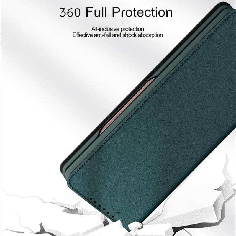 Premium Split Folding Leather Wallet Case for Samsung Galaxy Z Fold 3 5G - Slim Protective Cover with Card Slots | Perfect for Business, Travel & Everyday Use