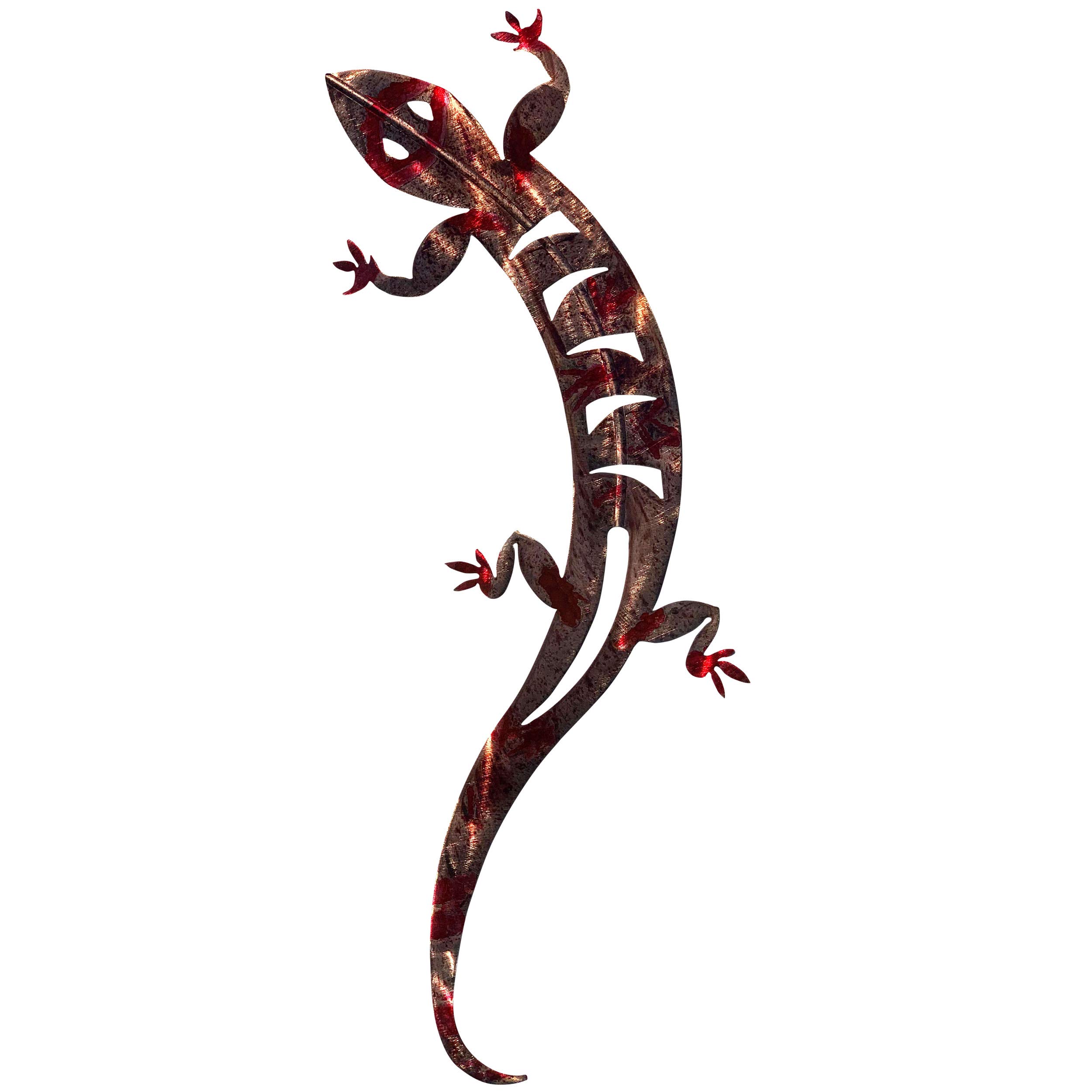 Red Lizard Metal Wall Art Decor - Handcrafted Reptile Sculpture for Home & Office - Perfect for Living Room, Bedroom, or Outdoor Garden Decor