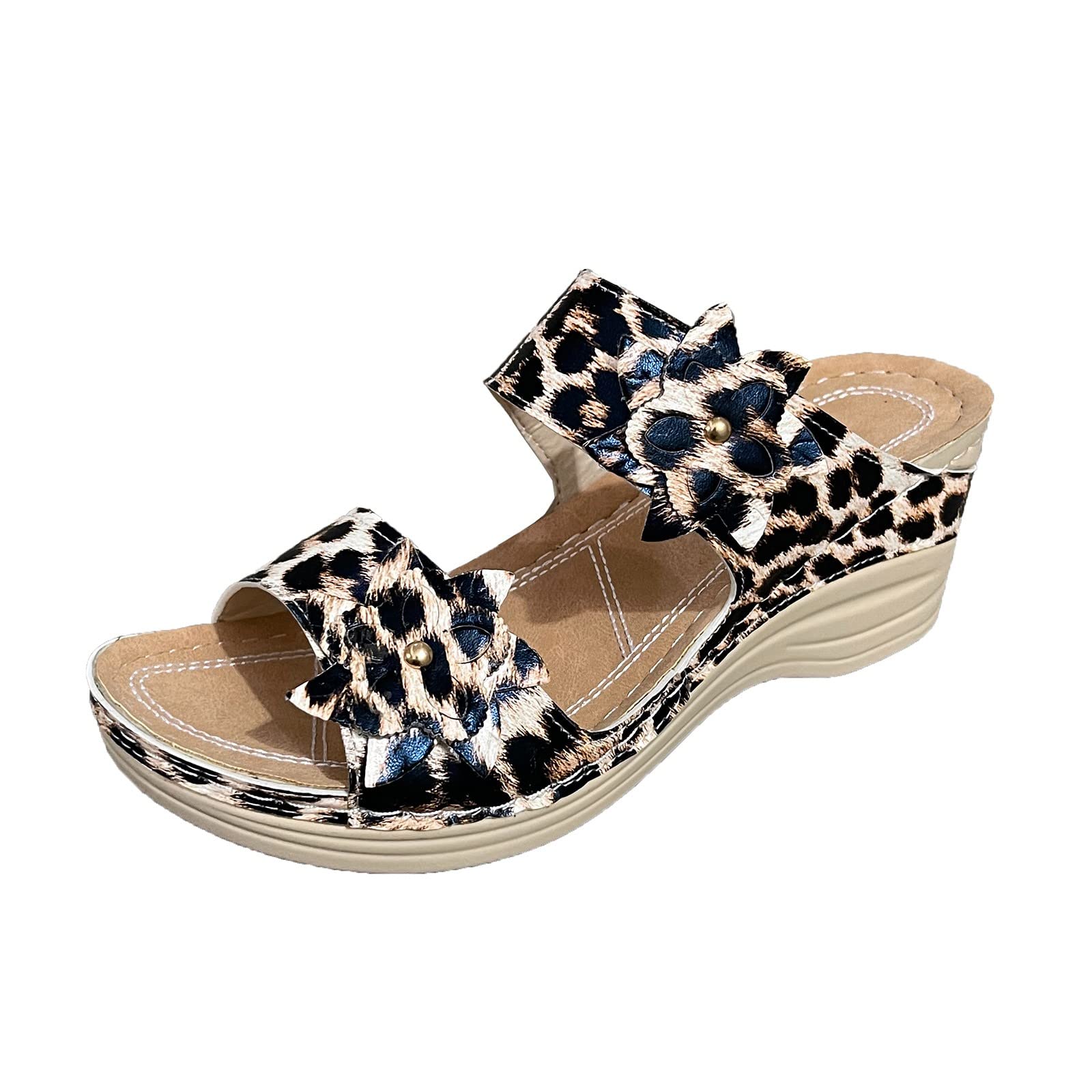 Amiley Women's Summer Wedge Sandals - Comfortable Low Heel Roman Sandals with Elastic Strap for Beach, Vacation & Casual Outfits