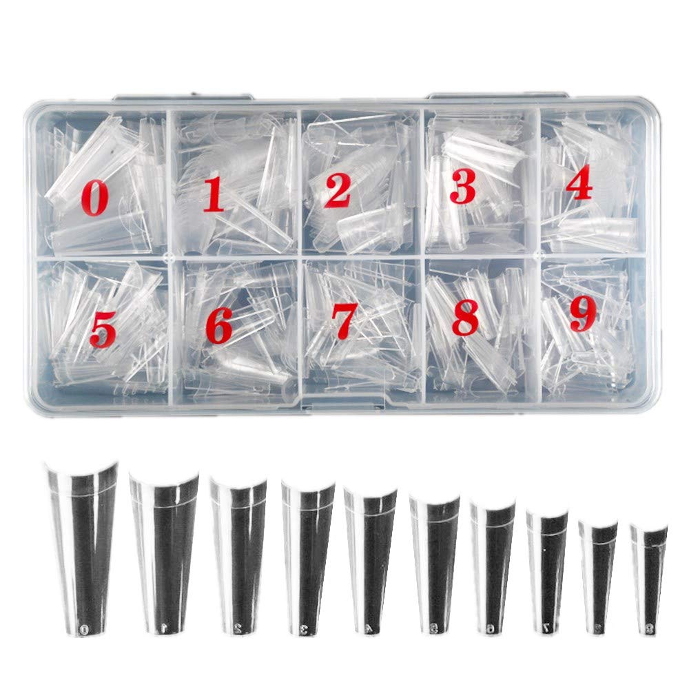 500 Pcs Clear Coffin Acrylic Nail Tips - Long Natural False Nails for DIY Nail Art, Half Cover Rectangle Fake Nails | Perfect for Salon, Home Manicure & Nail Extension