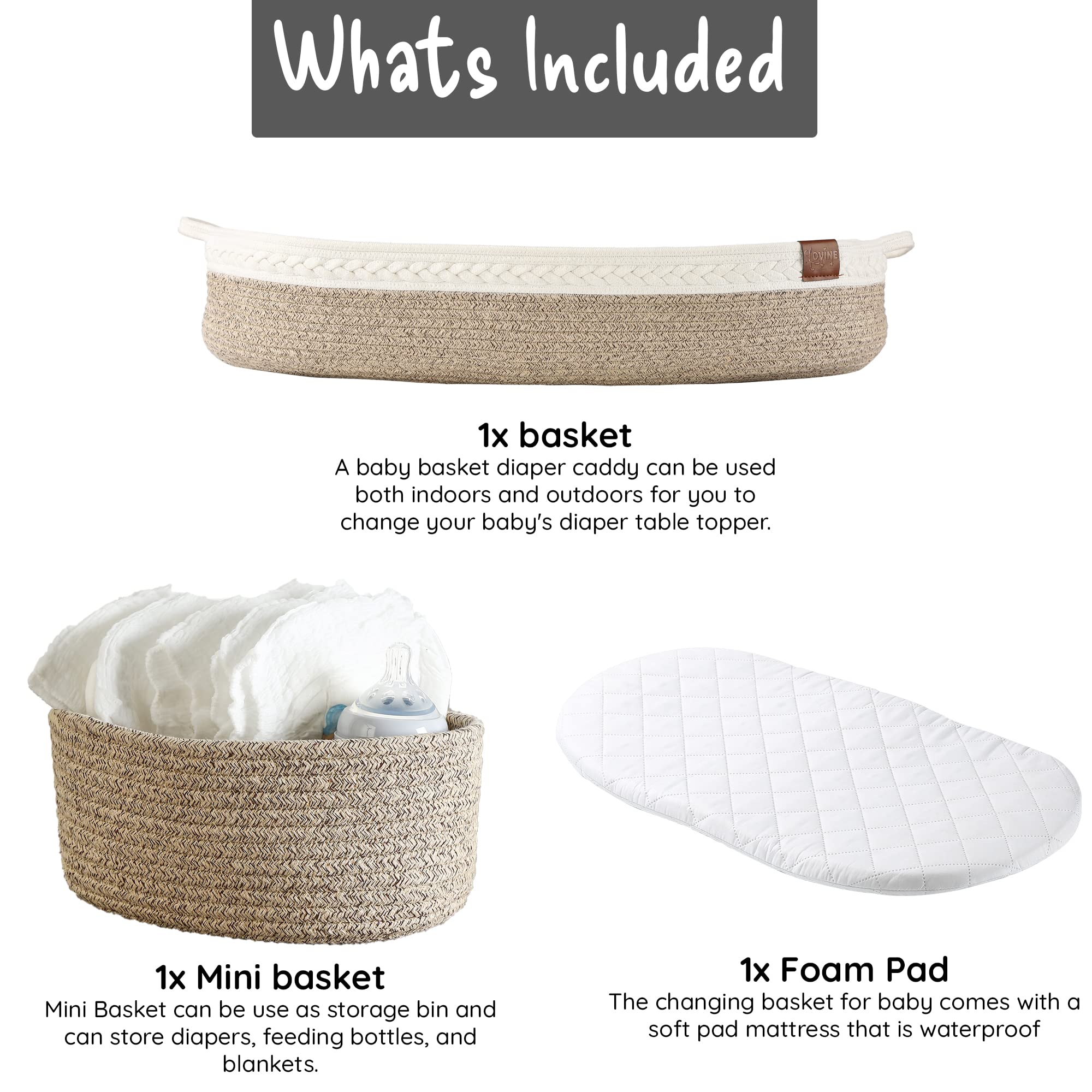 Premium Baby Changing Basket - Soft & Safe Diaper Changing Organizer for Newborns - Moses Basket for Nursery Dresser - Perfect Baby Shower Gift for Parents - Ideal for Home, Nursery & Travel Use