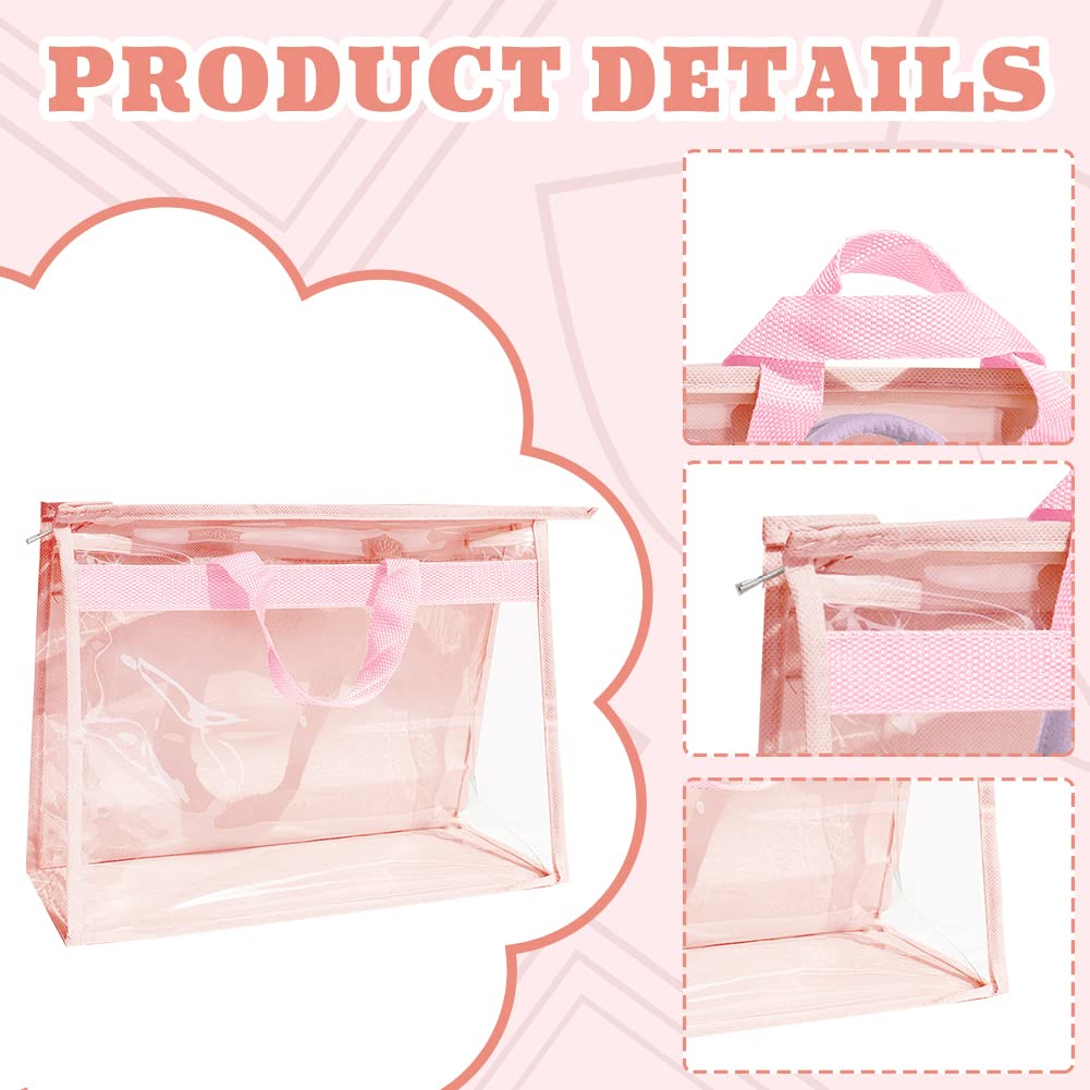 12 Pack Clear Dust Bags for Handbags - Waterproof Purse Storage Organizer with 12 Hooks, 4 Sizes Dust Cover Protector for Closet Organization (Pink) | Perfect for Travel, Home Storage & Luxury Bag Protection