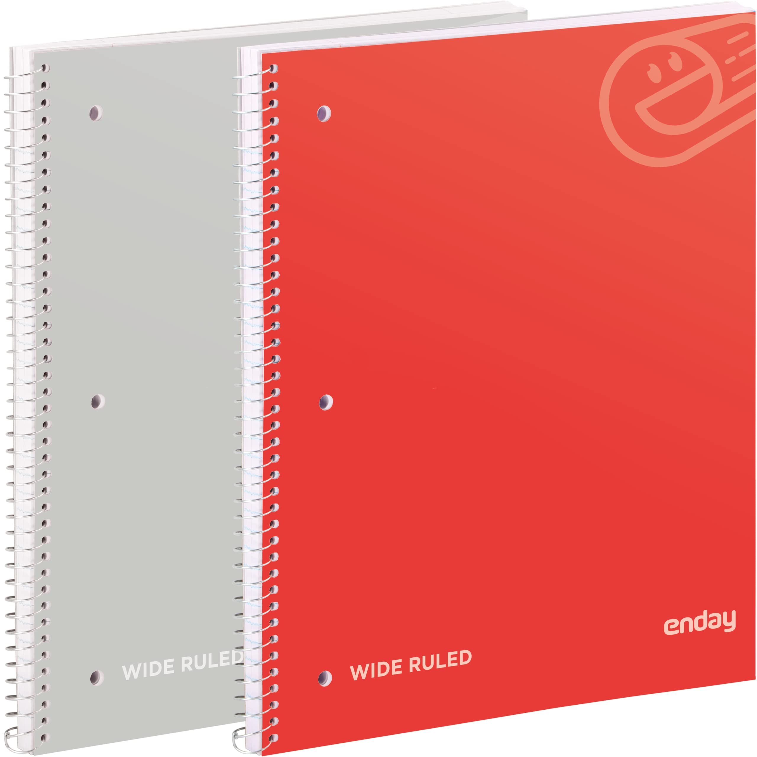 Enday Spiral Notebook Wide Ruled - 1 Subject Hardcover Spiral Bound Notebook, 70 Sheets Lined Paper, Red & Grey (2 Pack) for School, College & Office Note Taking - Perfect for Students, Professionals & Journaling