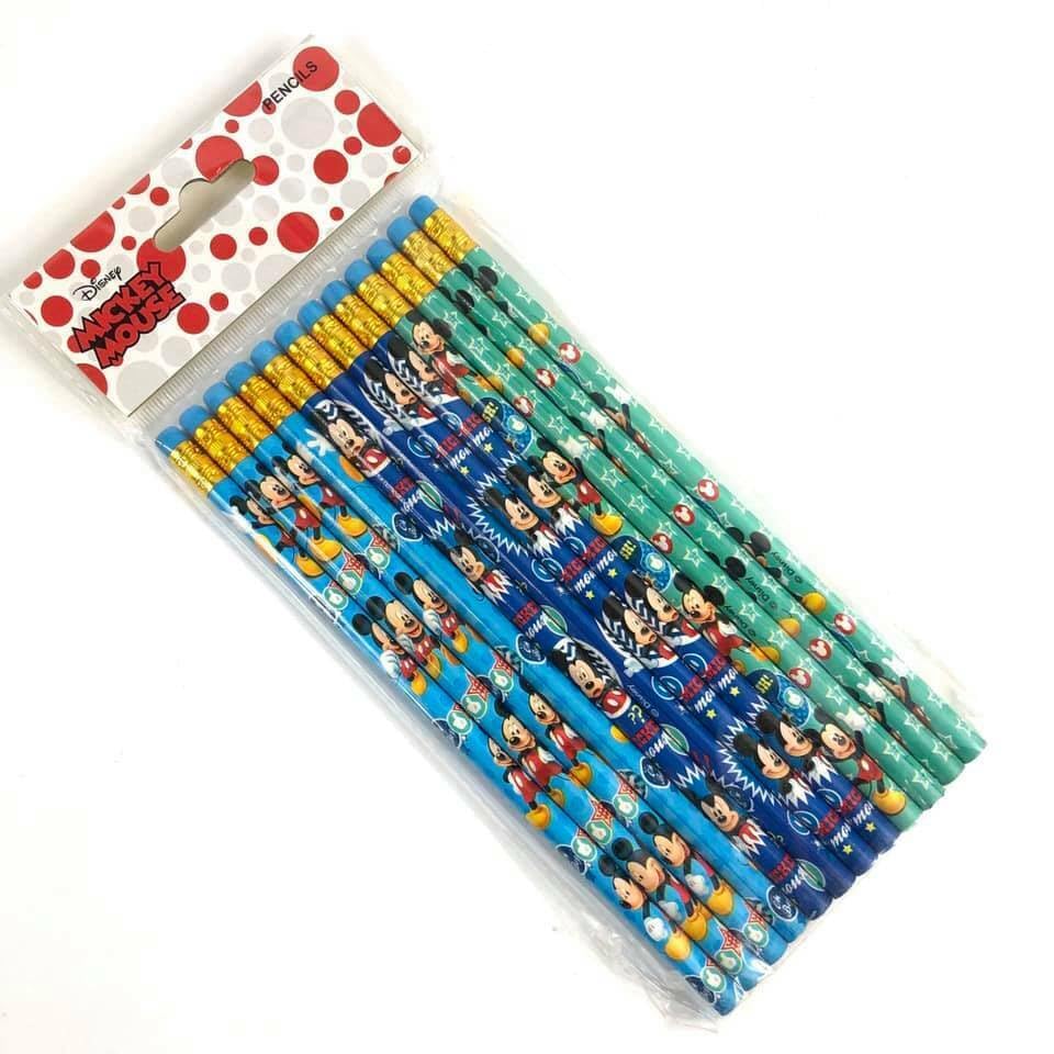 Disney Mickey Mouse Pencil Set with Pencil Pouch - 12 Pack Colorful Writing Pencils & Cute Storage Case for School, Office, Art Supplies, Gifts & Collectibles