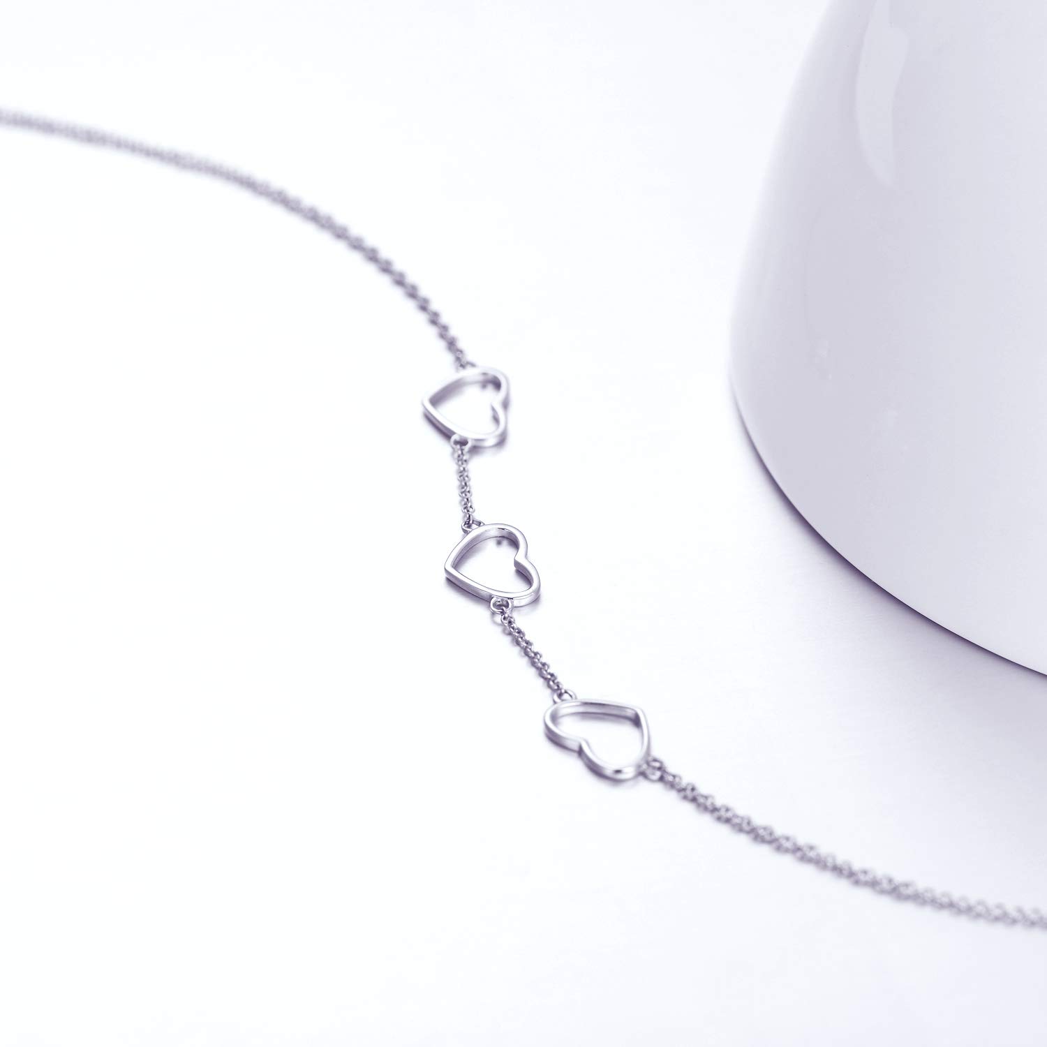 14K Gold Heart Bracelet for Women - Real Gold Dainty Love Jewelry Gift for Her, Adjustable 6.7