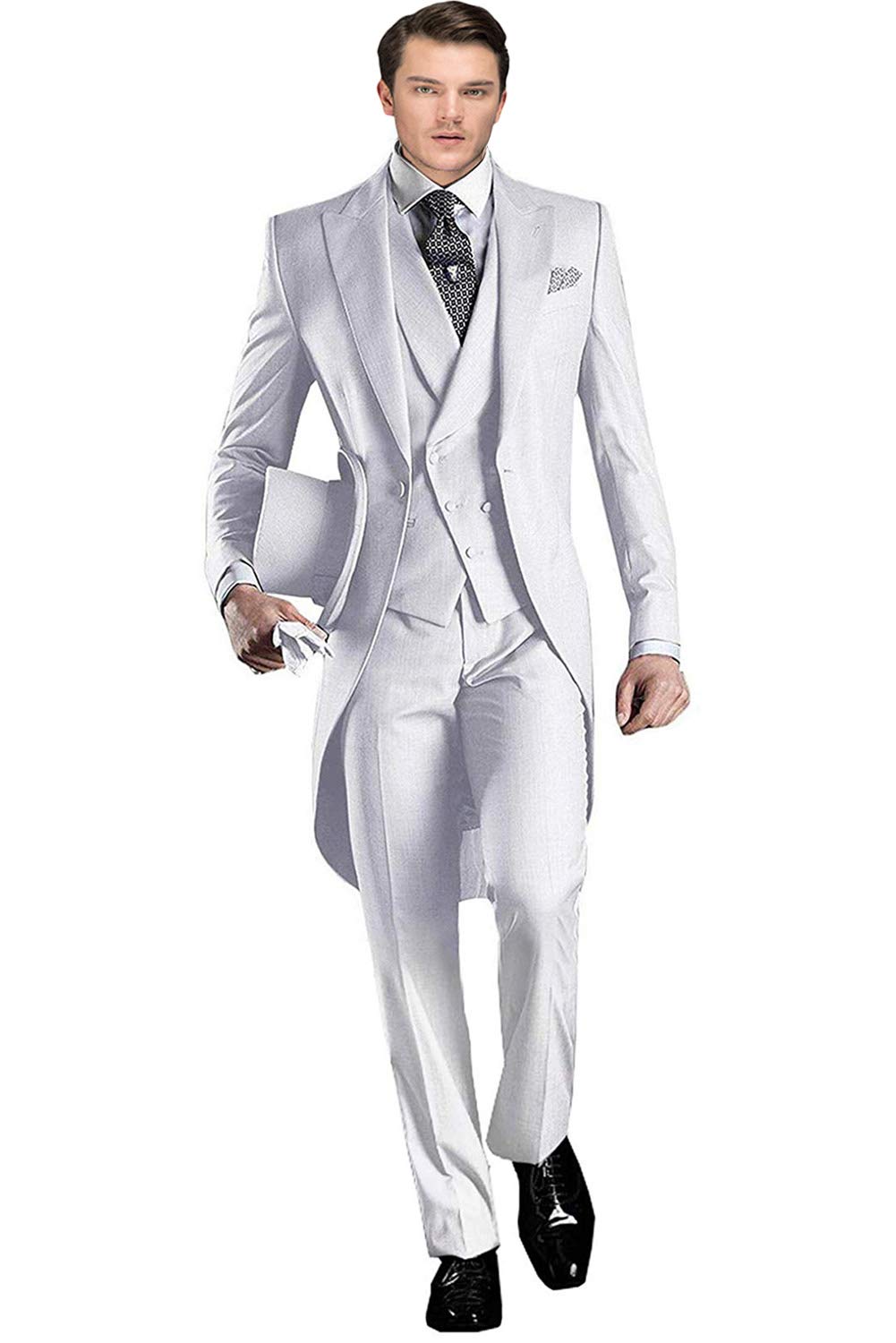 Wemaliyzd Men's 3-Piece Tuxedo Suit Set - Classic Fit Double Breasted Vest & Pants for Weddings, Prom & Formal Events