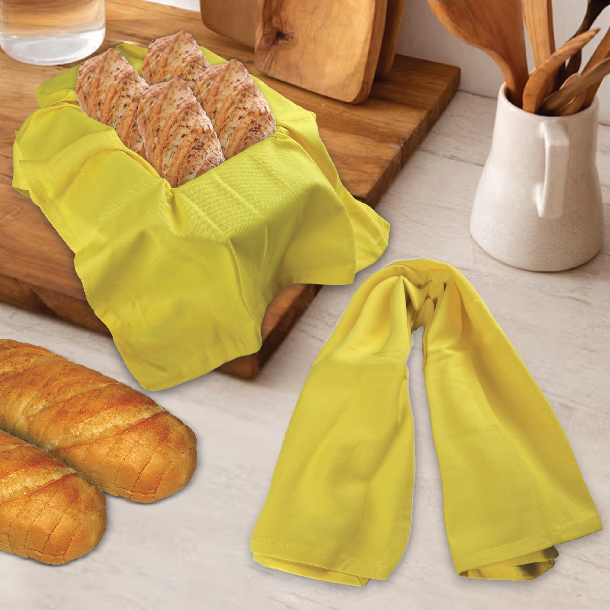 Premium 100% Cotton Kitchen Towels Set of 6 - Ultra Soft & Highly Absorbent 20x30 Inches Yellow Dish Towels for Cooking, Baking & Cleaning - Urban Villa Solid Kitchen Towels