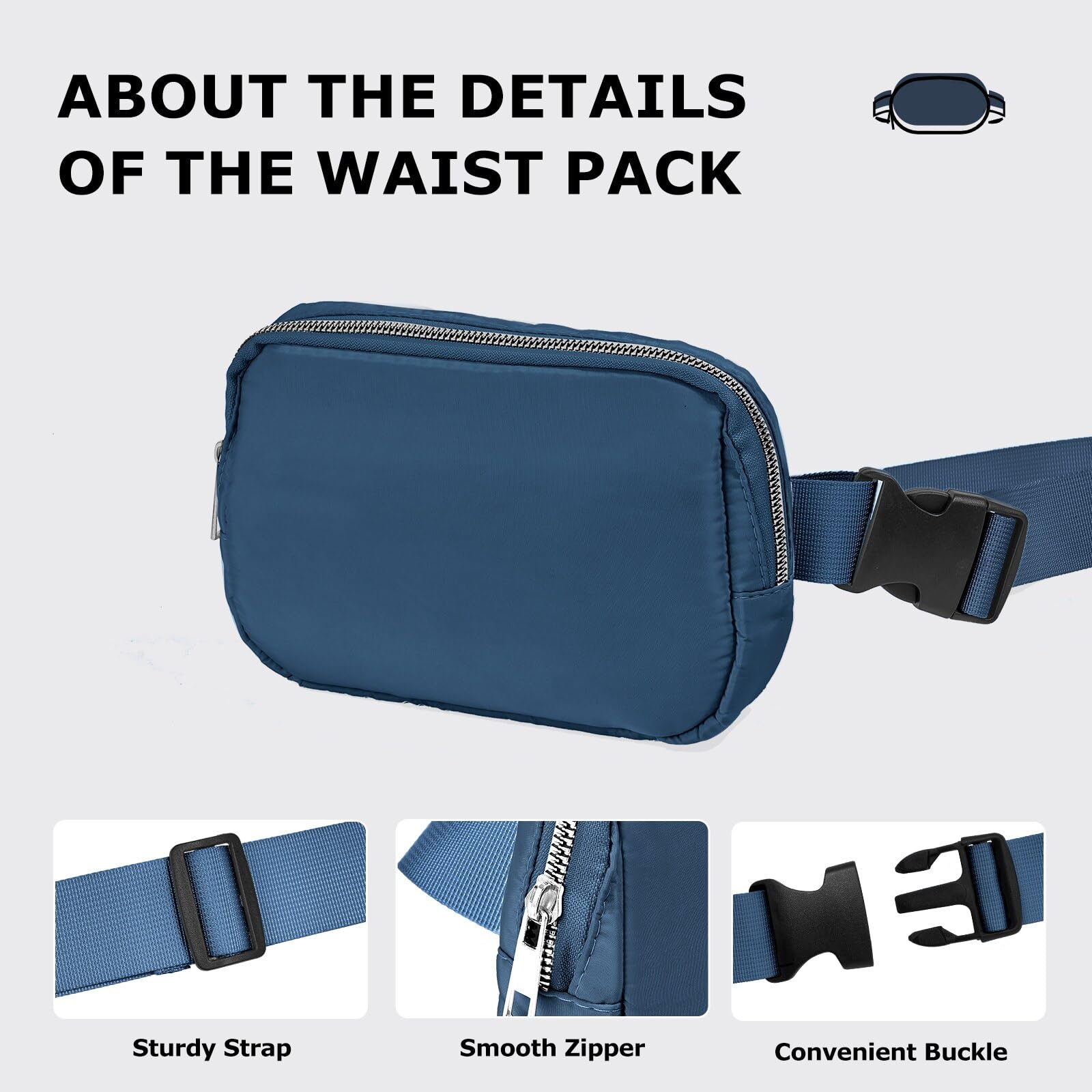 Waterproof Running Fanny Pack for Women & Men - Adjustable Crossbody Belt Bag for Gym, Hiking, Travel - Lightweight & Hands-Free (Perfect for Jogging, Workouts & Outdoor Adventures) - Blue