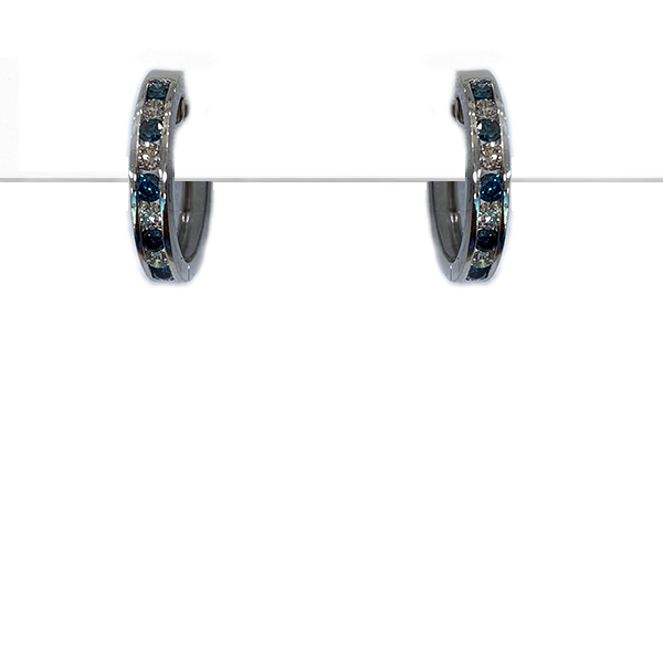 14K White Gold Blue Diamond Hoop Earrings for Women - Elegant Dangle Hoops for Parties, Weddings & Everyday Wear