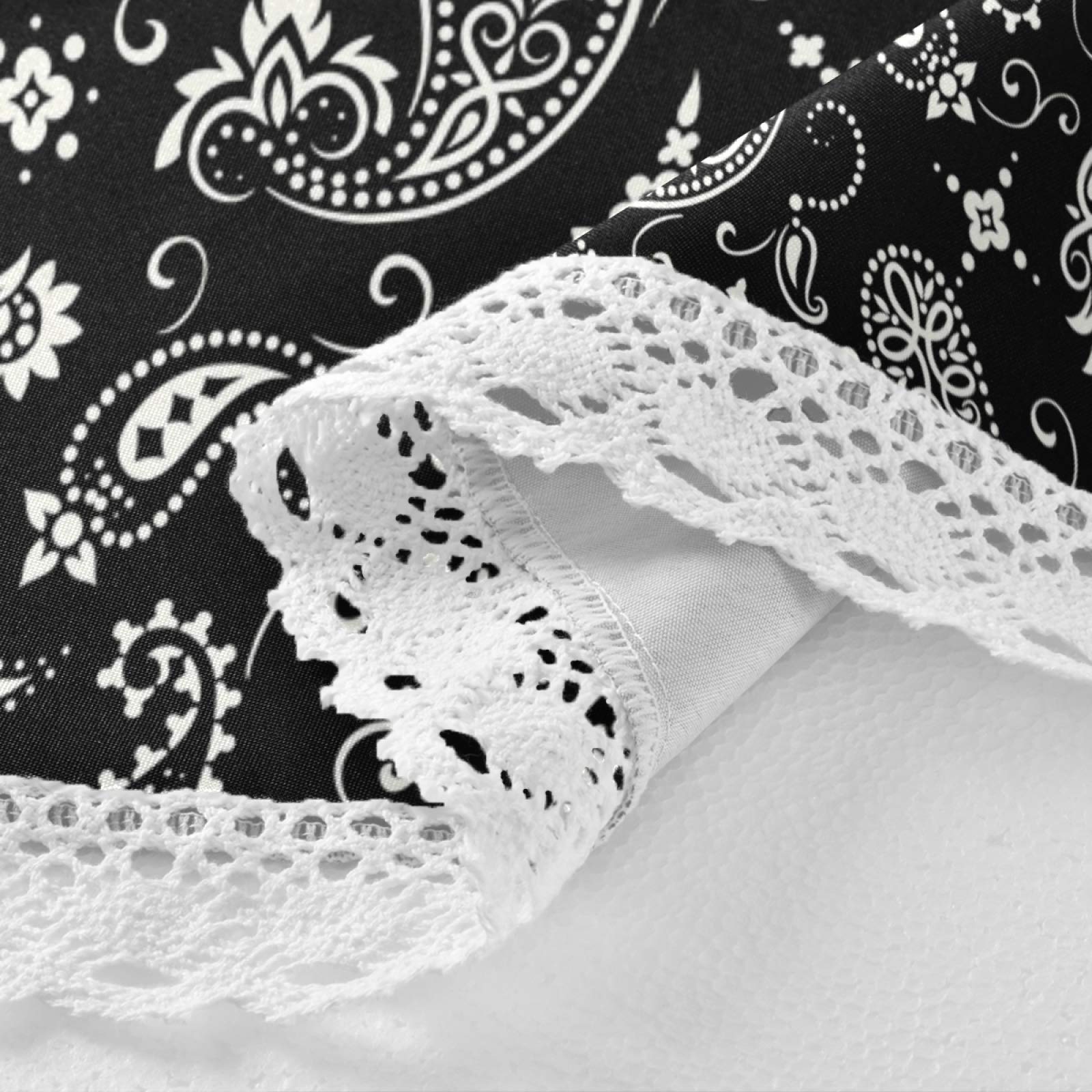 ALAZA 60x60 Inch Paisley Bandana Print Elastic Tablecloth - Wrinkle Resistant Round Table Cover for Dining, Kitchen, Parties & Outdoor Picnics