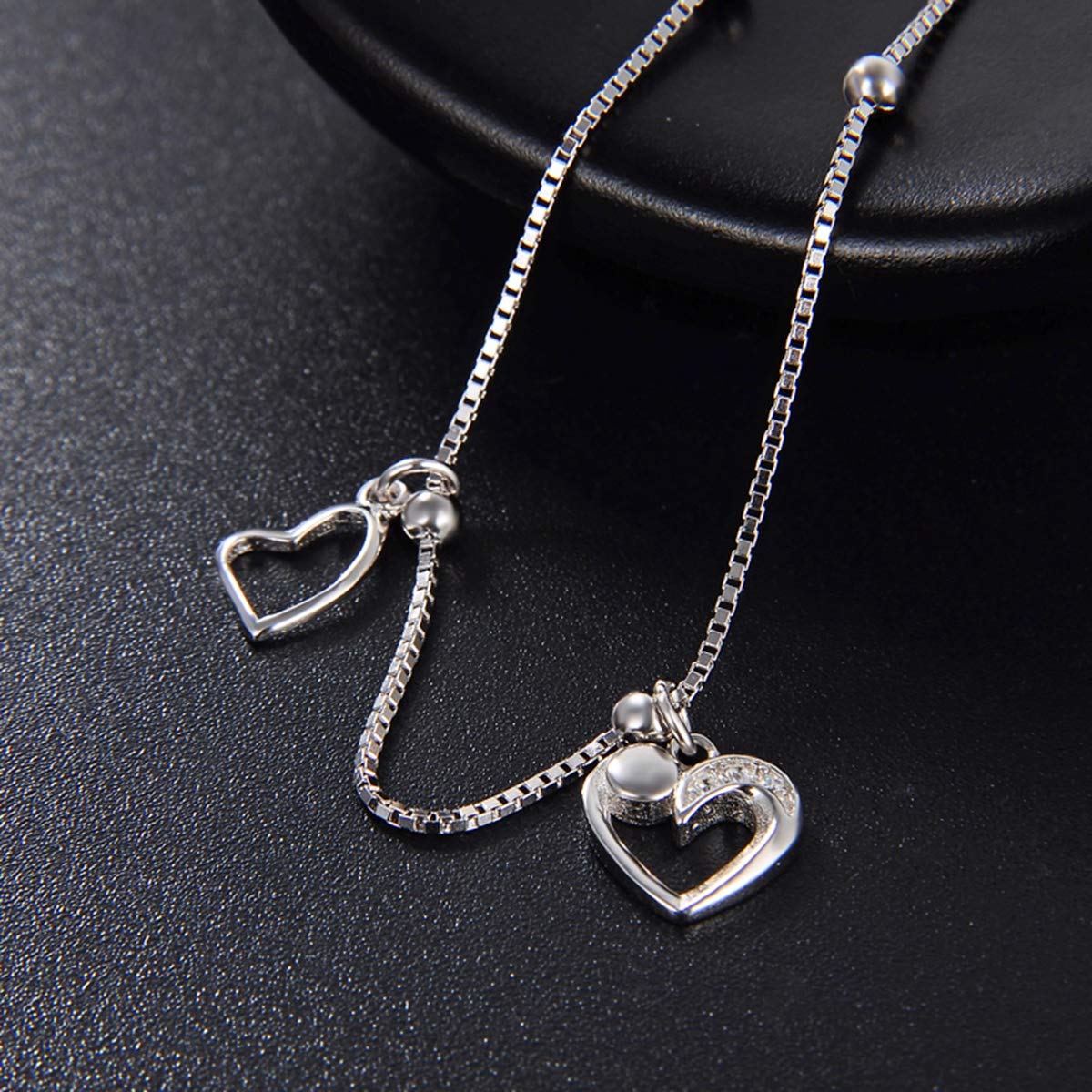 Cusstally 925 Sterling Silver Retro Anklet for Women - Heart Chain Ankle Bracelet Jewelry, Fashion Accessories & Birthday Gifts for Her | Perfect for Students, Daily Wear & Special Occasions
