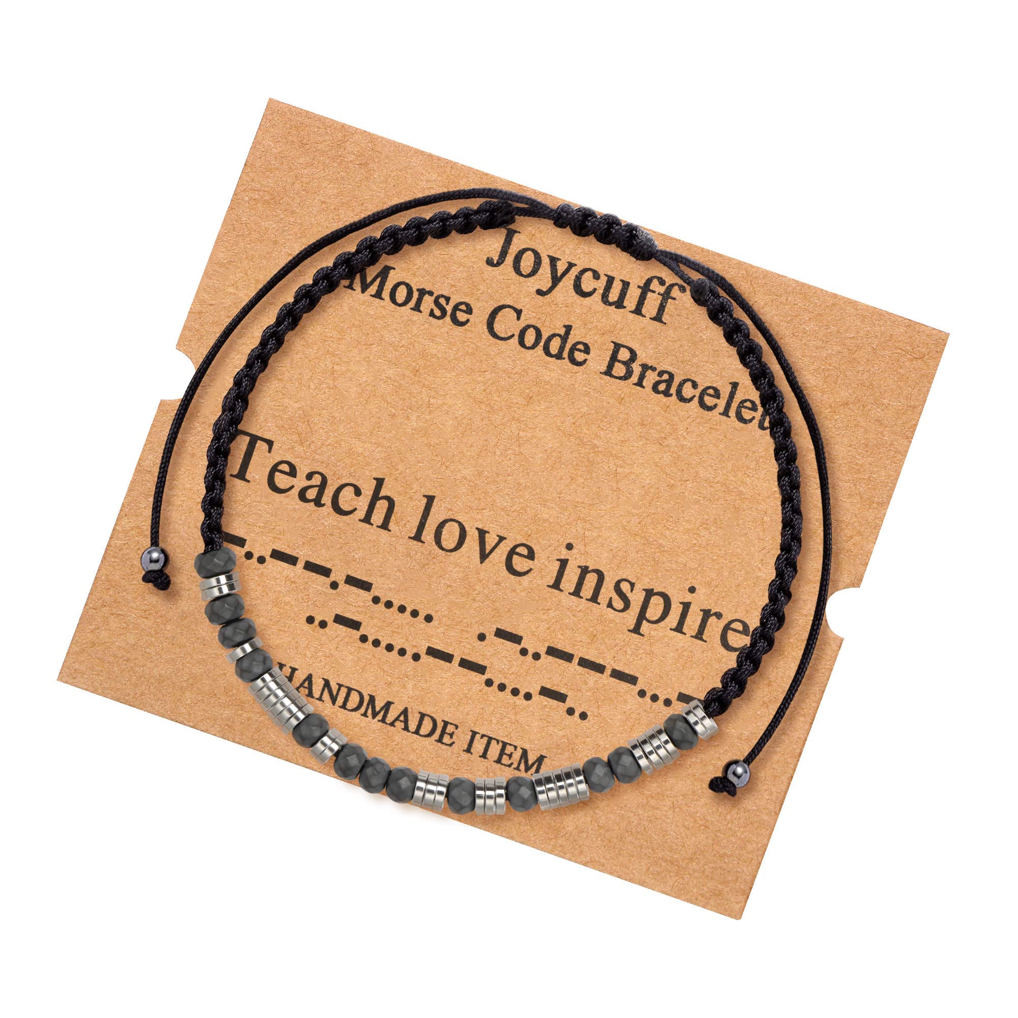 **JoycuFF Inspirational Morse Code Bracelet for Women & Men - Adjustable Beaded Wrap Bracelet Jewelry - Birthday, Christmas Gifts for Daughter, Mom, Dad, Sister, Aunt - Encouragement & Motivational Gift for Everyday Wear**