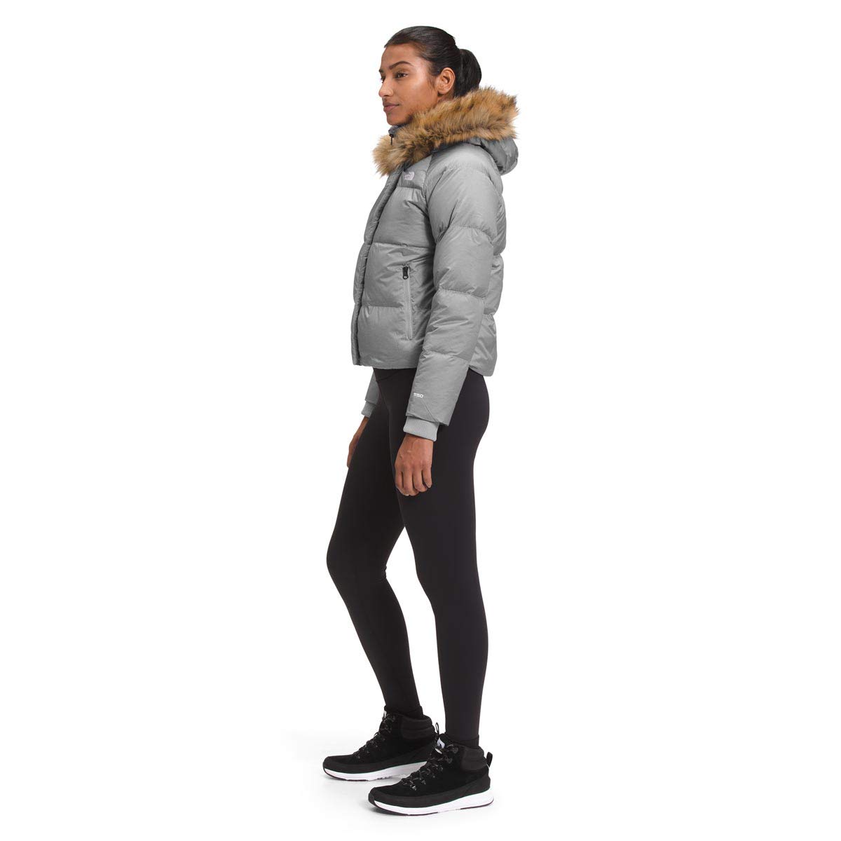 THE NORTH FACE Women's Dealio Down Crop Jacket - Large Size, TNF Medium Grey Heather - Lightweight Insulated Winter Jacket for Hiking & Outdoor Activities