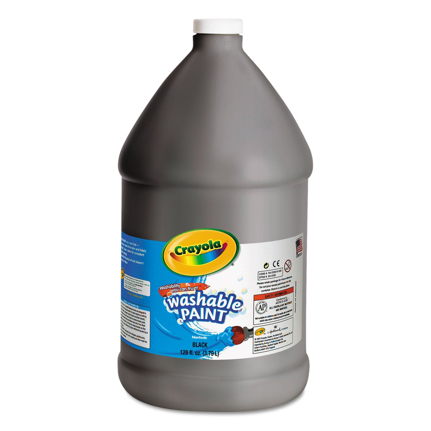 Crayola 542128051 Washable Paint - Black, 1 Gallon for Kids Art Projects, Classroom Activities & DIY Crafts