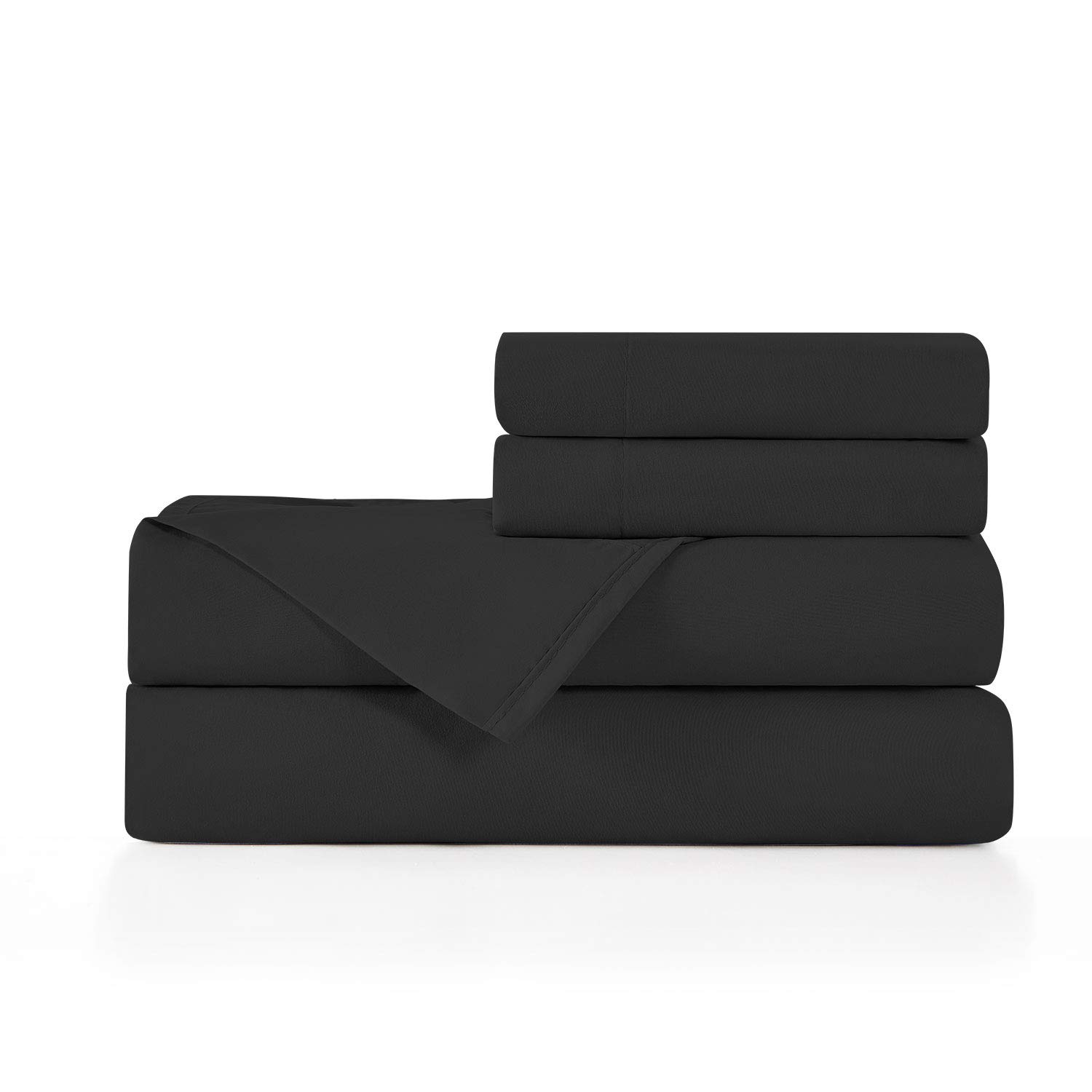 BASIC CHOICE Twin Size Sheet Set - Breathable Cooling Hotel Luxury Bed Sheets - Ultra Soft Deep Pocket Fitted Sheets - 3 Piece Wrinkle Free Bedding Set in Black - Perfect for Guest Rooms, Dorms & Cozy Bedrooms