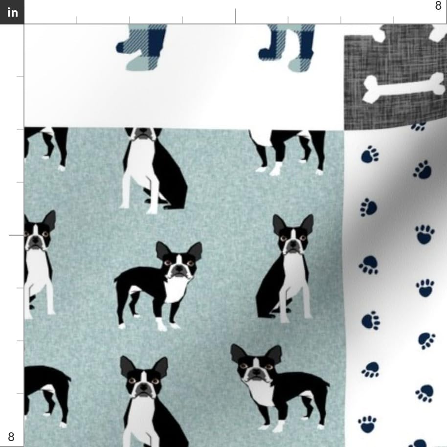 Terrier Dog Portrait Printed Minky Fabric - Blue Cheater Quilt Pet Patchwork Wholecloth Fat Quarter for Sewing Baby Blankets & Quilt Backing - Soft Plush Material for DIY Crafts, Nursery Decor & Cozy Pet Accessories