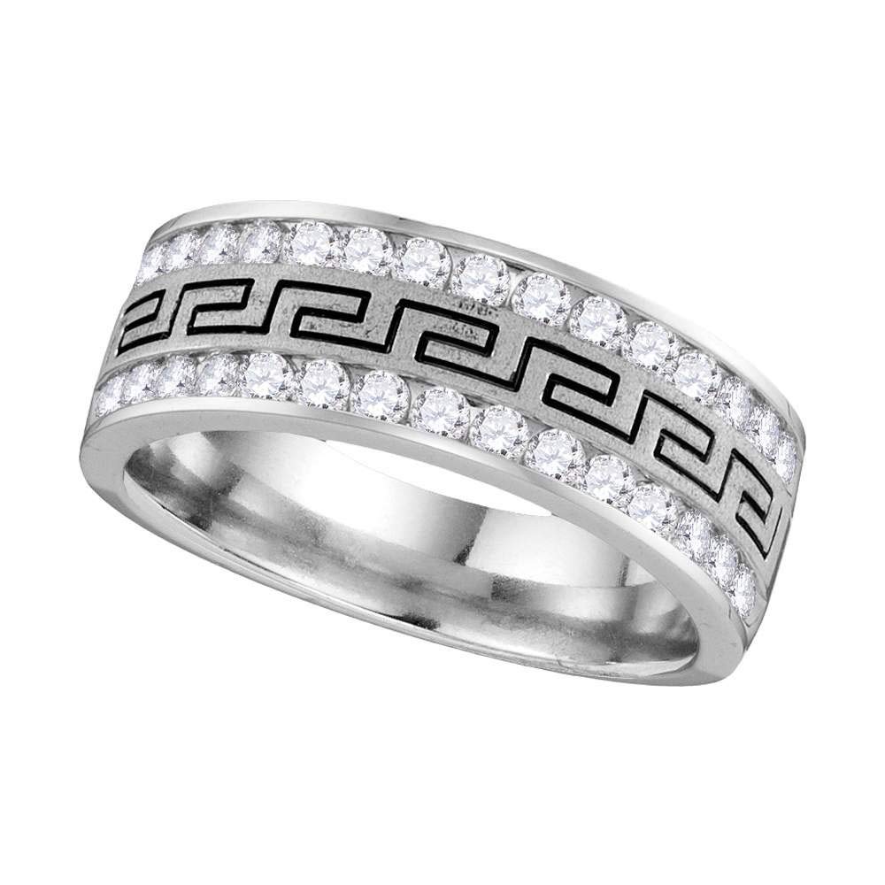 14K White Gold Men's Round Diamond Grecco Engagement Wedding Anniversary Band Ring - 3/4 Cttw, Size 10 - Perfect for Proposals, Weddings & Anniversary Gifts