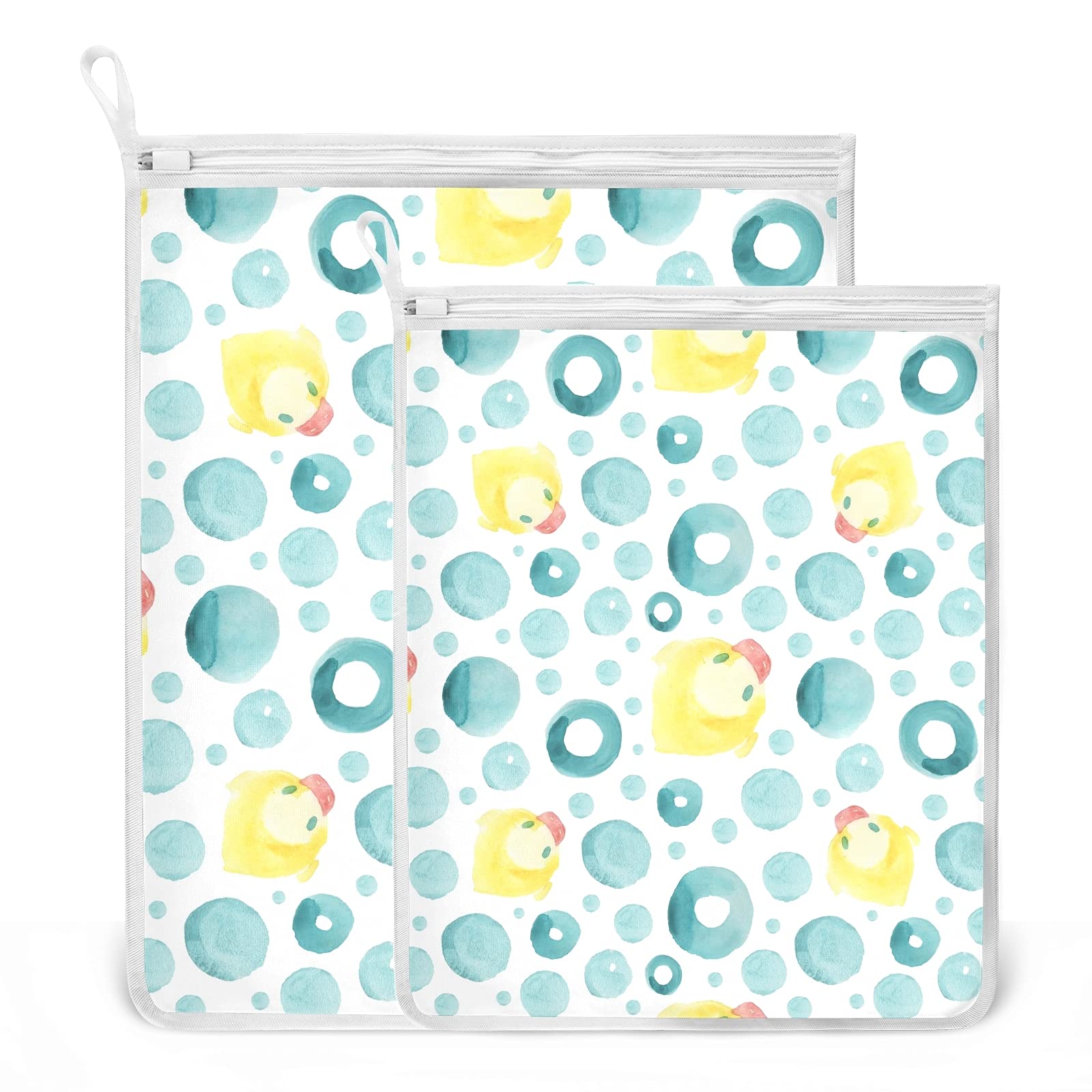 Mesh Laundry Bags for Delicates - 2 Pack Washing Machine Lingerie Bags with Watercolor Design | Protect Bras, Underwear & Swimwear in Washer