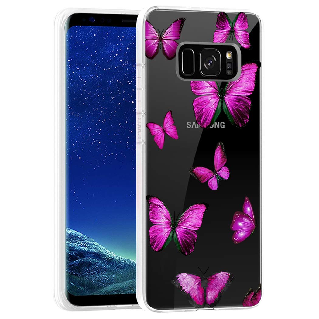 Cute Clear Slim Shockproof TPU Rubber Phone Case for Samsung Galaxy S8 - Butterfly Pattern Protective Cover for Women & Girls | Perfect for Everyday Use, Work & Travel