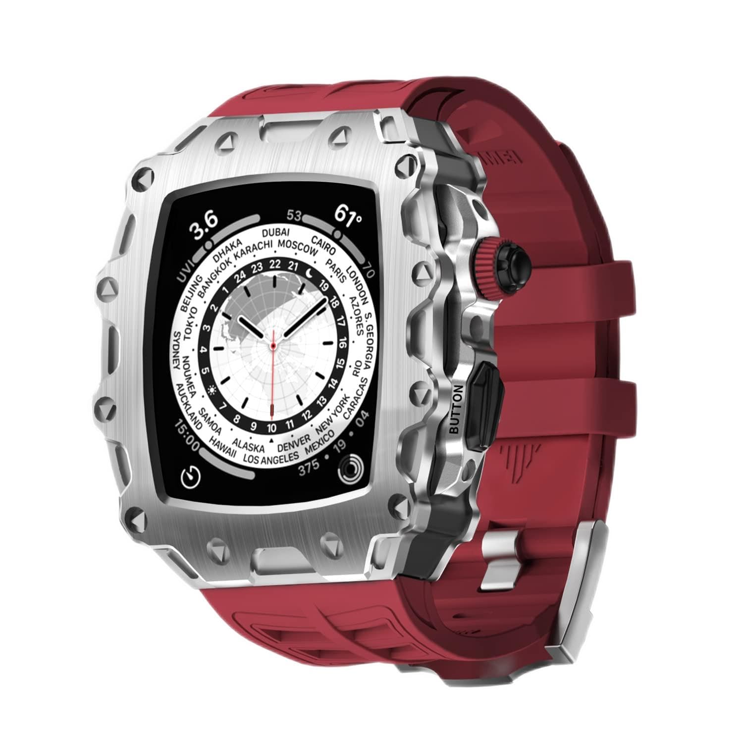 Premium Rugged Case with Band for Apple Watch Series 8/7/SE2/SE/6/5/4 (45mm/44mm) - Military-Grade Metal Alloy Protective Cover | Heavy Duty Full Body Protection for Men & Women | Perfect for Outdoor Activities, Workouts & Adventure Sports