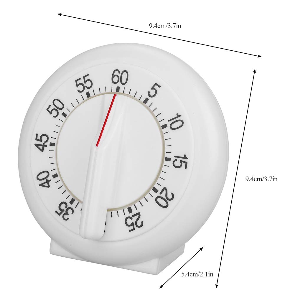 60 Minute Mechanical Kitchen Timer - Easy Read Round Visual Timer for Cooking, Baking, Meetings | Multifunction Timer for Kids & Adults | Perfect for Classrooms, Home Kitchen & Office Use (White)