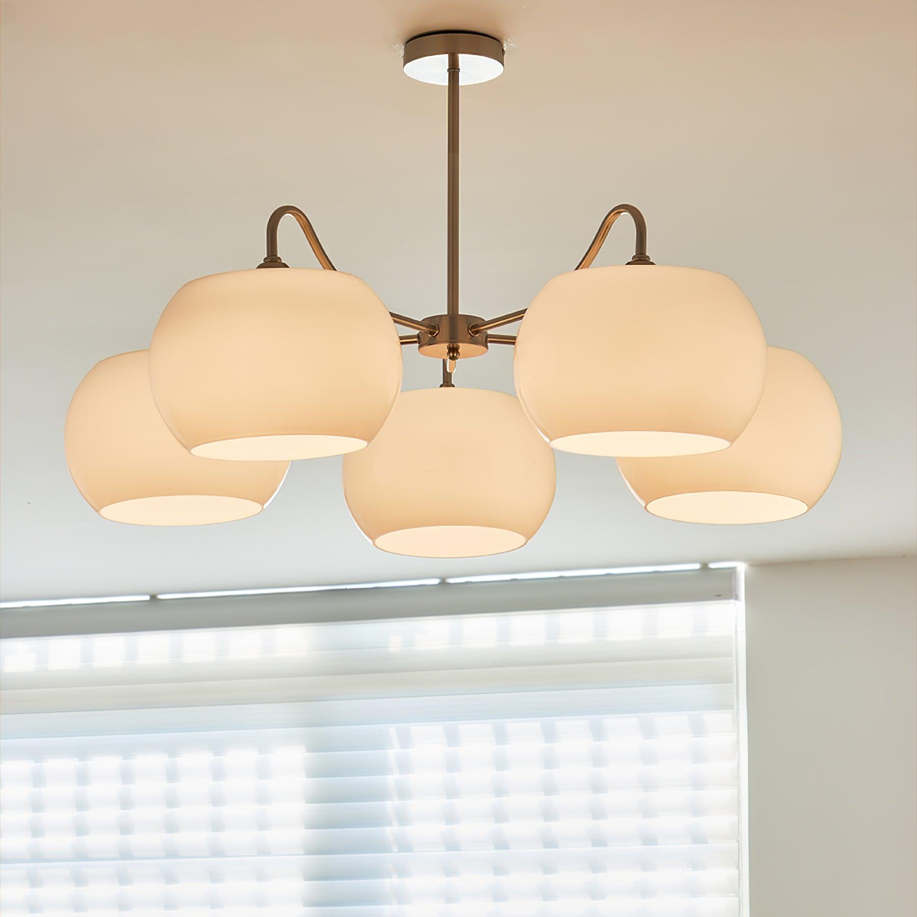 Elegant Glass Persimmon Chandelier - Modern Crystal Ceiling Light Fixture for Dining Room, Living Room & Bedroom Decor