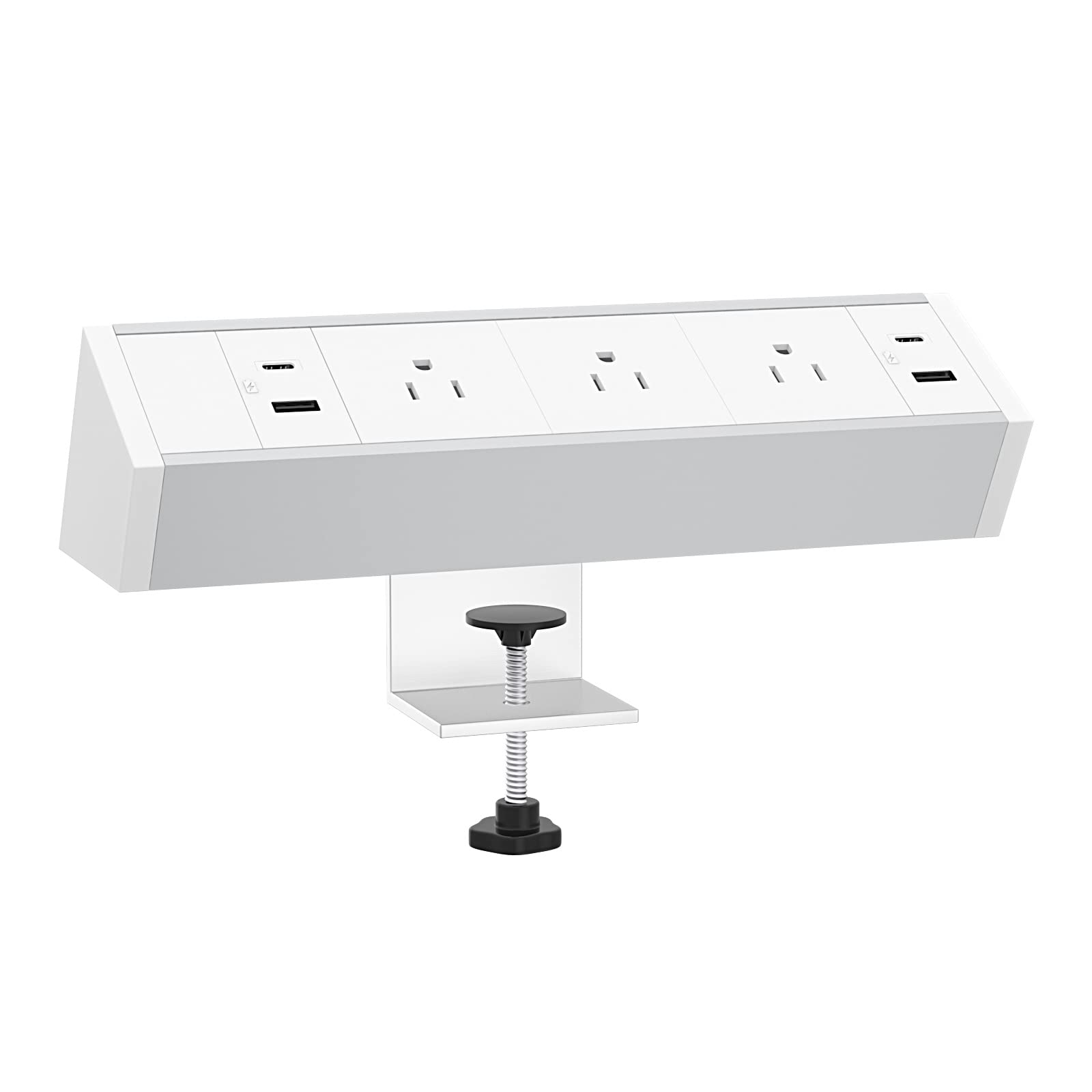 Desk Clamp Power Strip with USB & AC Outlets - Fast Charging for Home & Office Workspaces