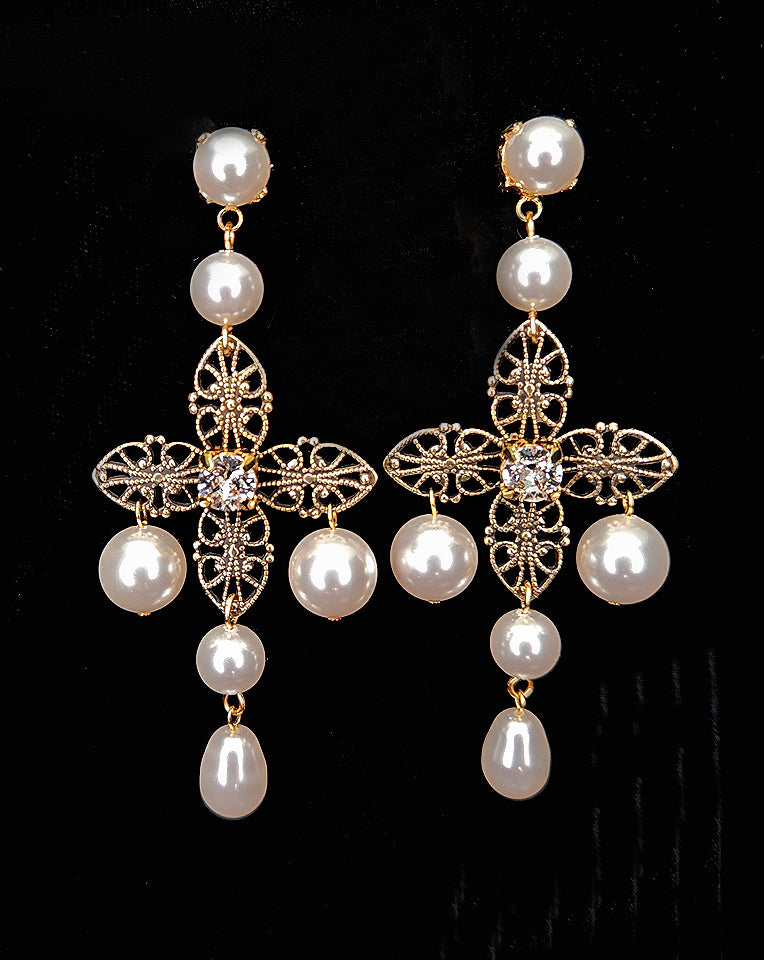 Elegant Pearl Chandelier Bridal Earrings - Vintage Statement Jewelry by Kezani | Perfect for Weddings, Prom & Special Occasions