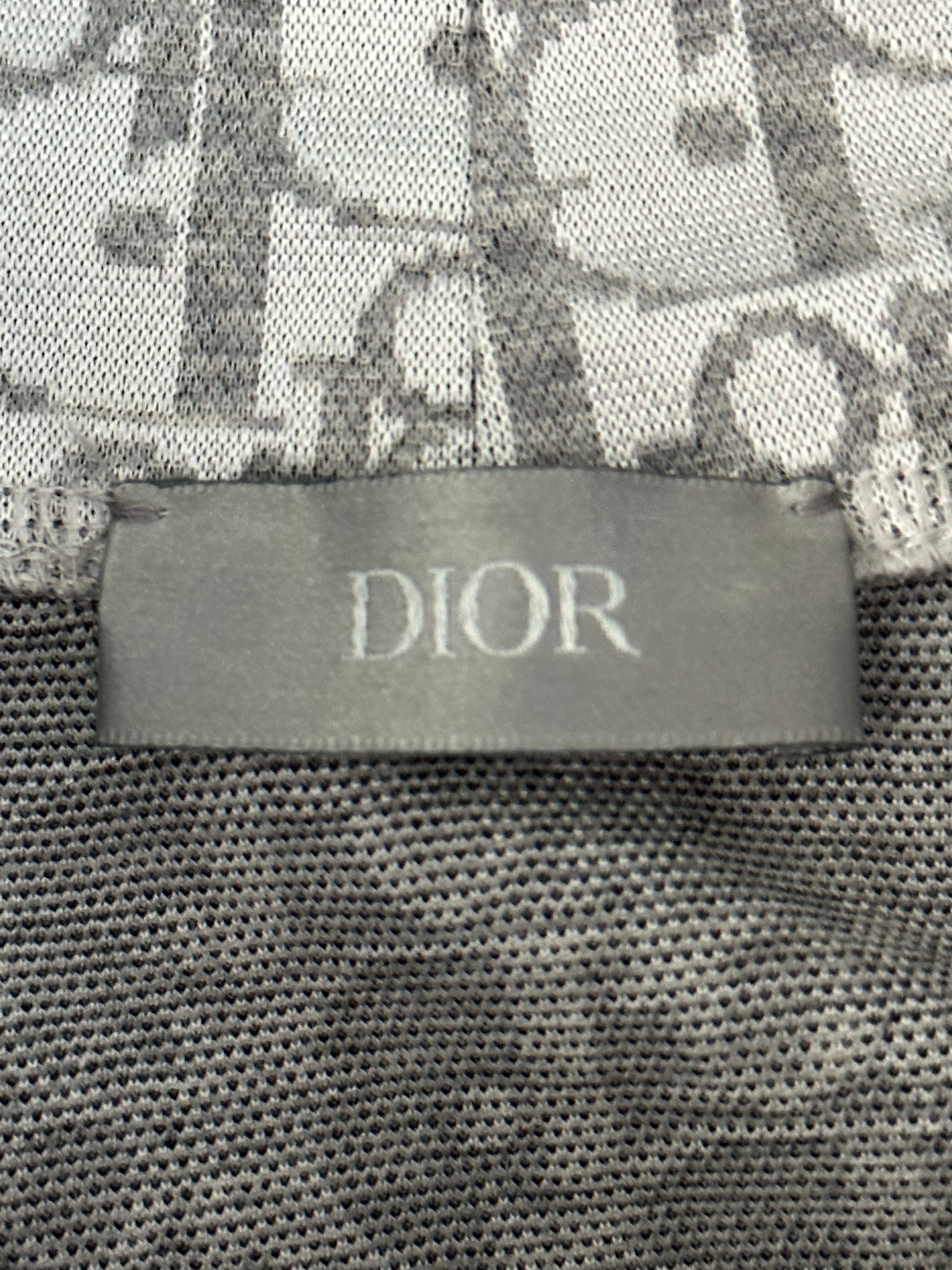 Dior Daniel Arsham Grey Oblique Long Sleeve Mock Neck T-Shirt for Men - Fashion Designer Collab Tee for Casual Wear & Street Style Outfits