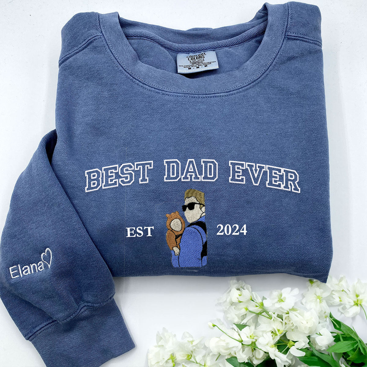 Best Dad Ever Embroidered T-Shirt - Comfort Color® Custom Shirt for Father's Day, Birthday & Gifts | Soft Cotton, Personalized Present for Dad