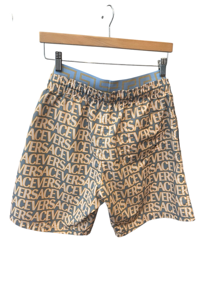 Versace All Over Logo Print Men's Swim Bottoms - Size US Small (S) | Stylish Beachwear for Pool, Vacation & Summer Outings