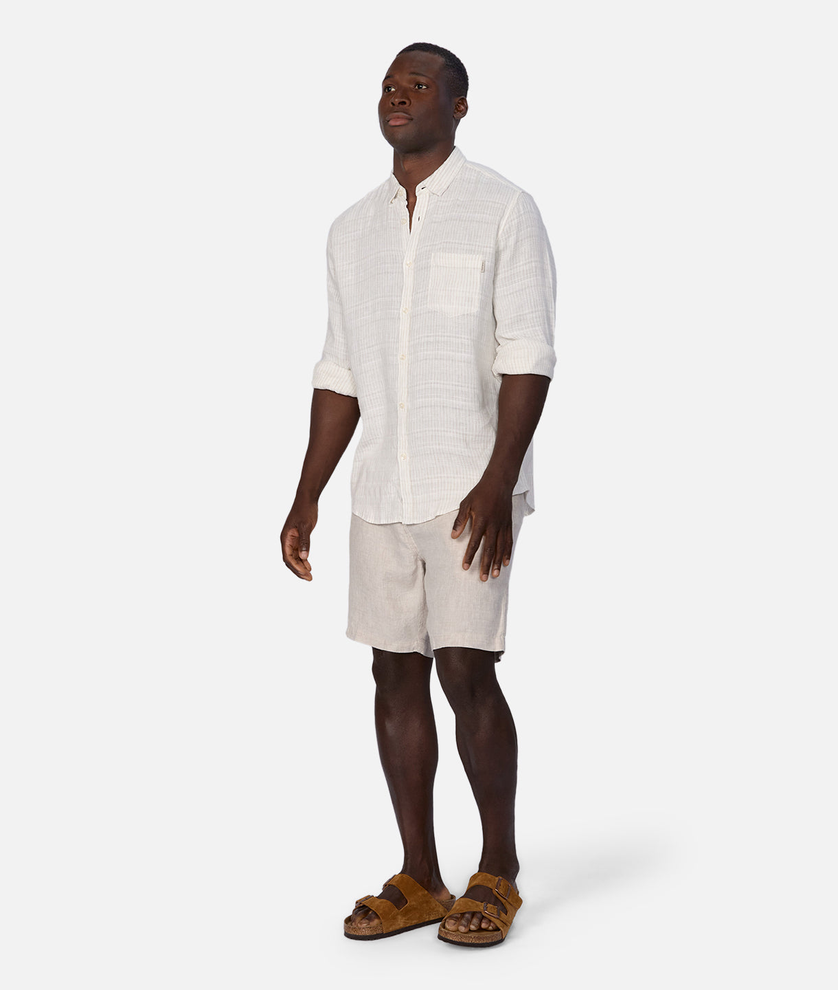Premium Honduras Long Sleeve Linen Shirt for Men - Breathable Cream Wheat Color - Perfect for Summer Travel & Casual Office Wear