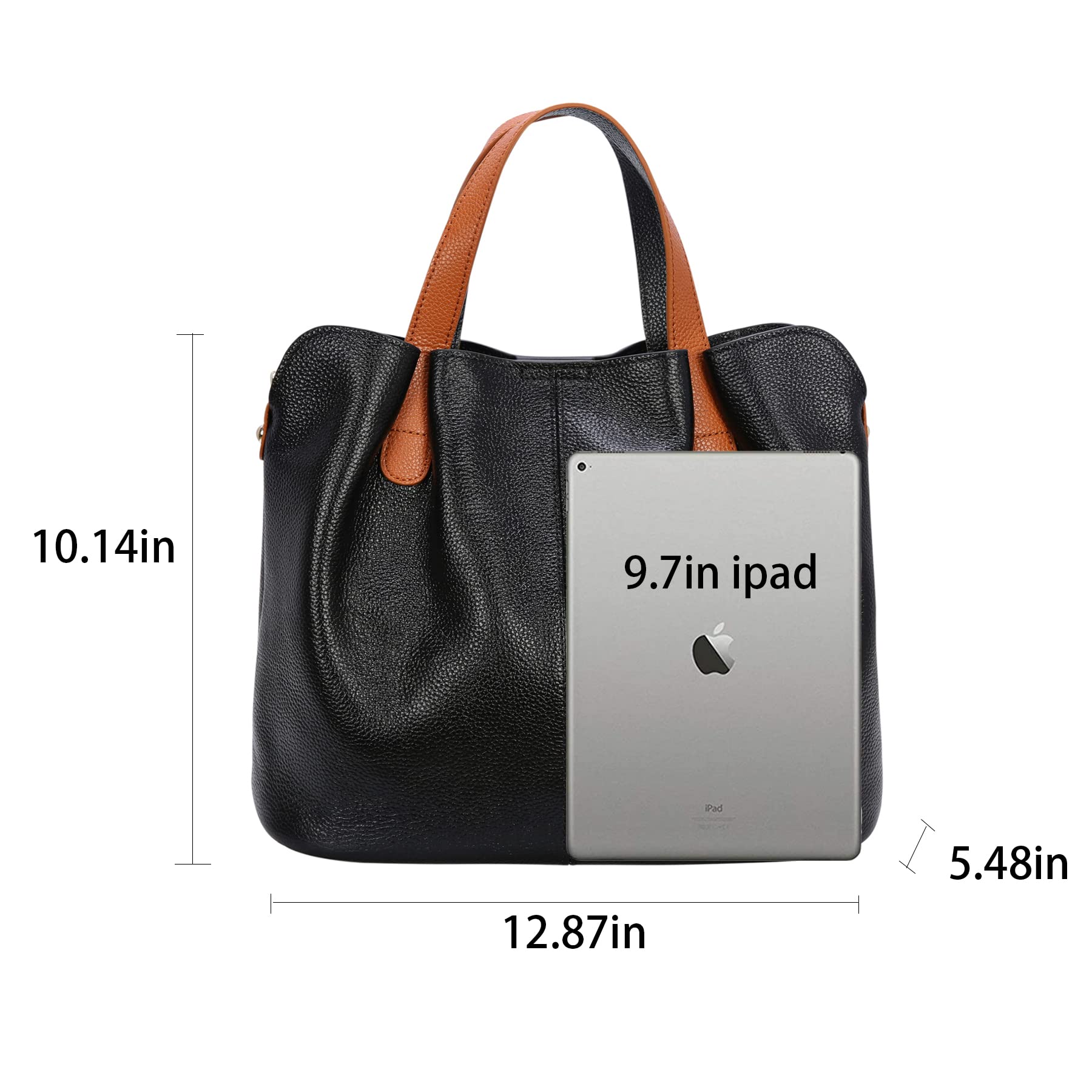 HESHE Genuine Leather Handbags for Women - Stylish Tote, Crossbody, Hobo & Shoulder Bags - Designer Purses with Top Handle - Perfect for Work, Travel & Everyday Use