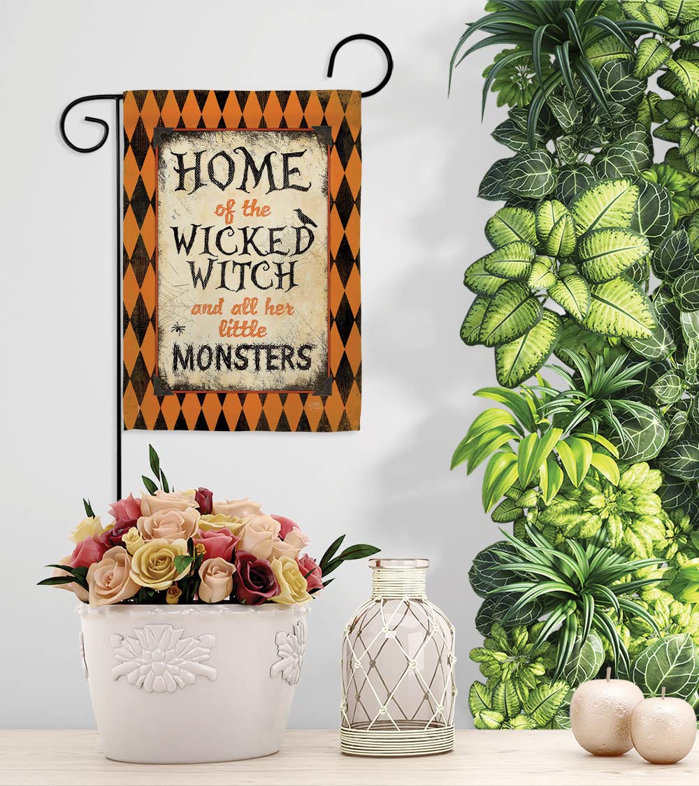Breeze Decor FK112059-BO Halloween Vertical Flag Set - 1 House Flag & 1 Garden Flag with Hardware - Fall Home Decor for Porch, Yard, and Outdoor Halloween Party Decorations