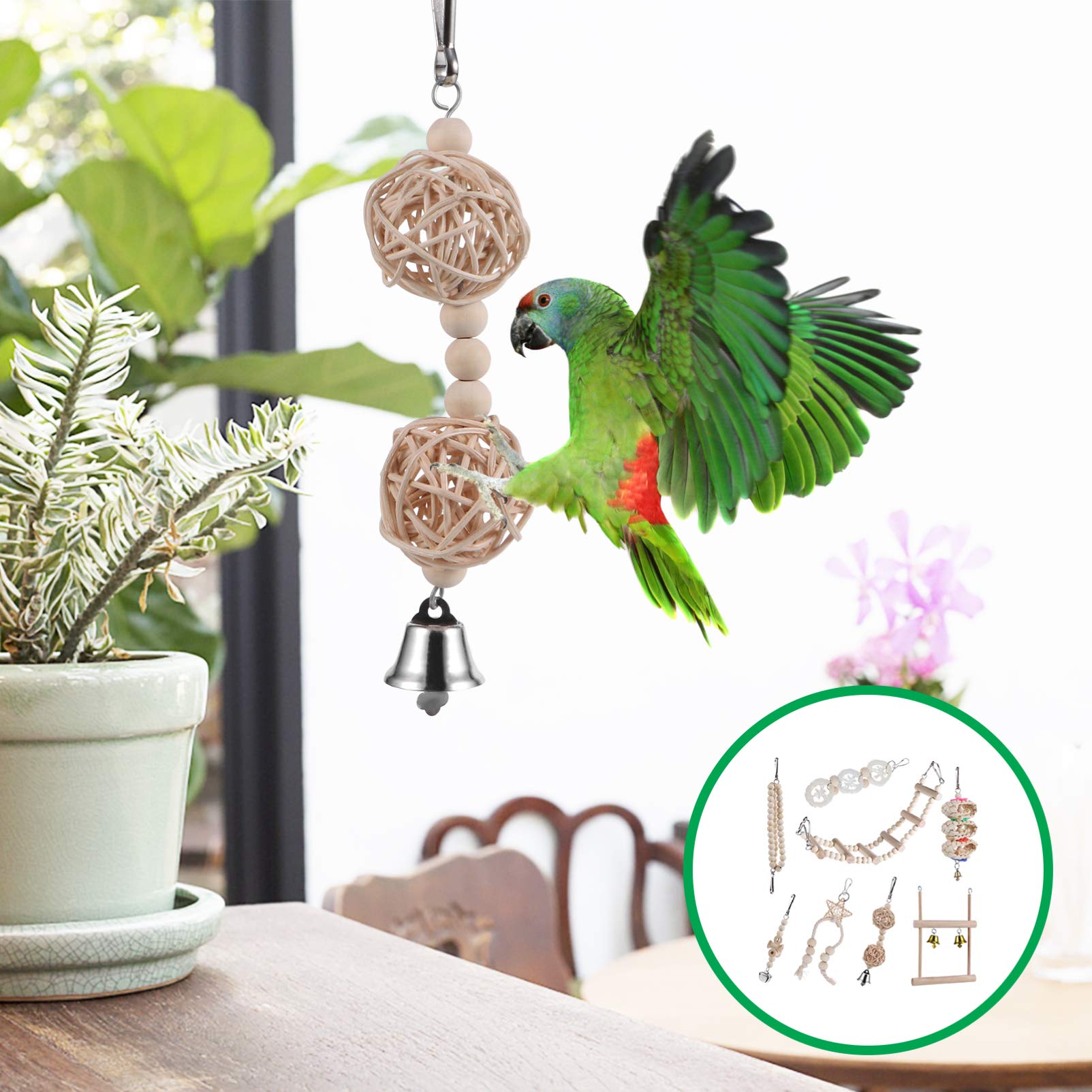 Balacoo 8Pcs Parrot Chew Toys for Birds - Natural Teething & Chewing Playthings for Small Pets - Perfect for Parrots, Cockatiels, and Conures to Relieve Stress & Boredom | Great for Cage Enrichment and Playtime Activities