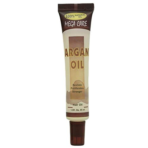 Mega Care Argan Oil for Hair & Skin - 1.5oz Brown Tube (17110) | Deep Conditioning Treatment for Dry Hair, Split Ends & Scalp Care | Perfect for Daily Hydration & Styling