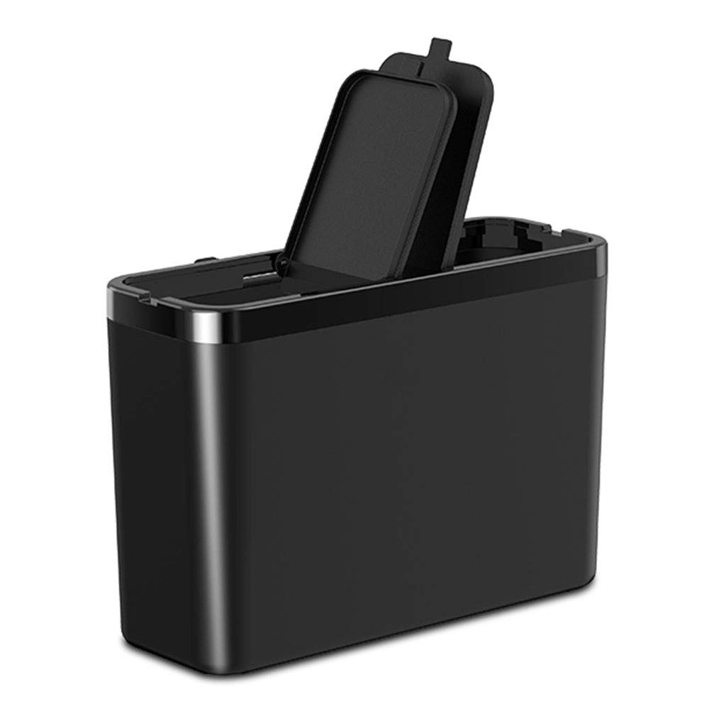 Multi-Functional Trash Can with Switchable Single/Double Cover - Compact Car Storage Box, Foldable & Telescopic Design (Black, 15.9x5.9x11cm) - Perfect for Vehicles, Office, Home & Travel Organization