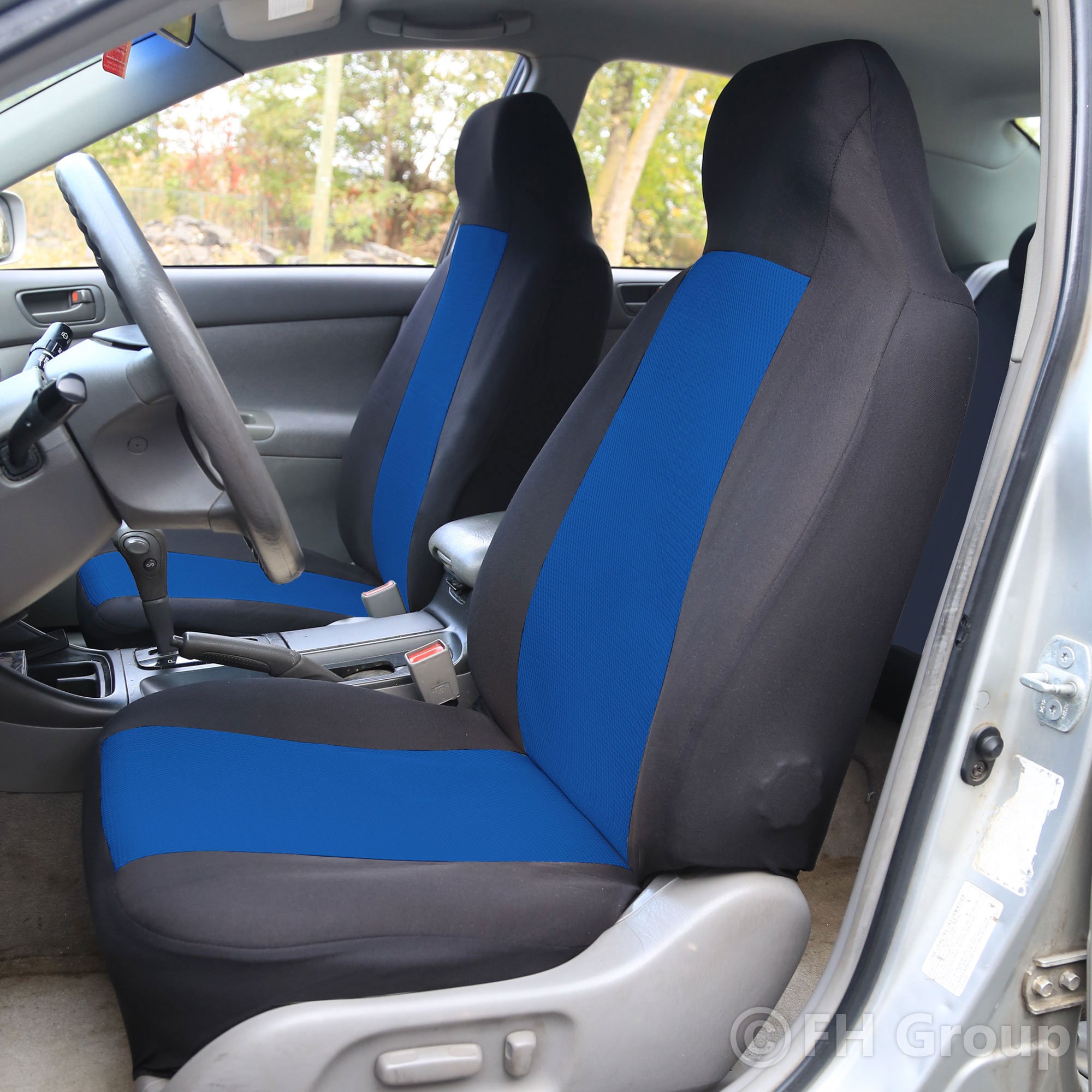 FH Group Universal Car Seat Covers Set - Blue Cloth for SUV, Sedan, Van | Home & Travel Comfort
