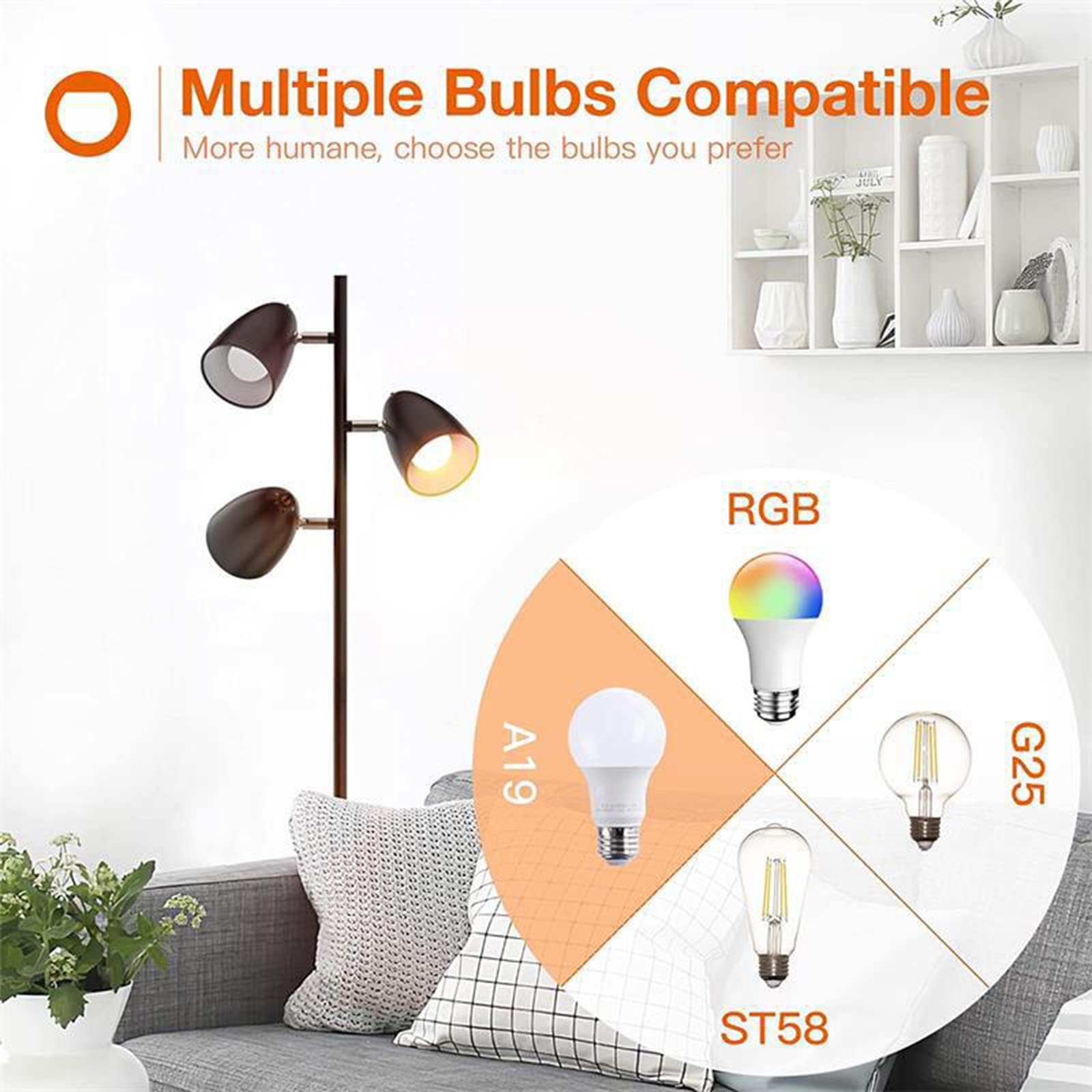 Tree Floor Lamp with 3 Adjustable Arms - 360° Rotating Standing Tall Pole Light for Living Room, Bedroom & Office - Modern Reading Lamp with 3 Bulbs for Perfect Ambient Lighting (Black) - Ideal for Cozy Reading Nooks, Home Office Workspaces & Living Room Accent Lighting