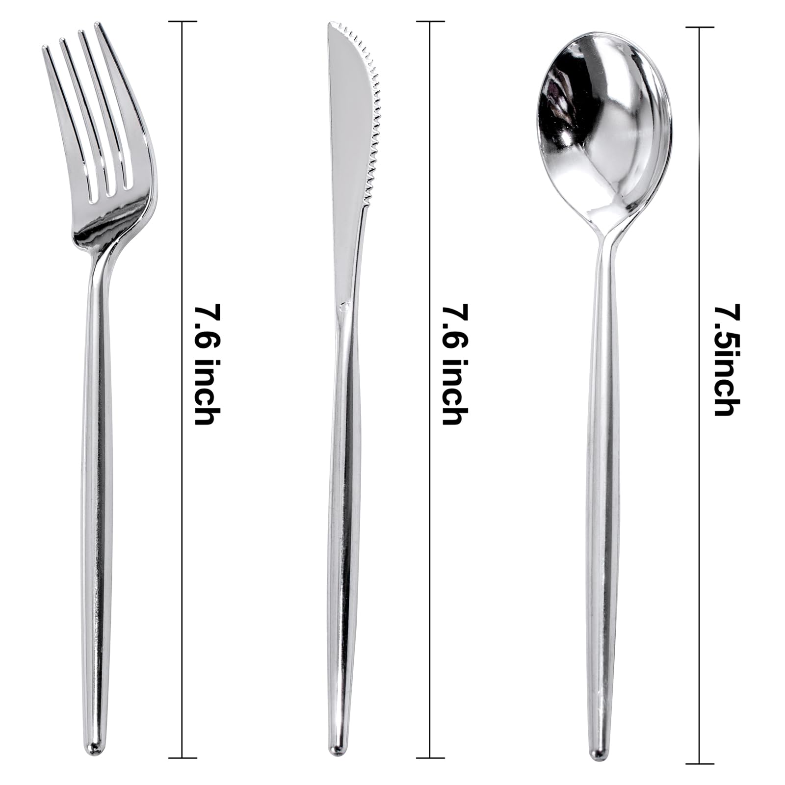 180-Piece Silver Plastic Cutlery Set - Heavy Duty Disposable Silverware Kit with Forks, Spoons & Knives - Elegant Party Utensils for Weddings, Mother's Day & Special Events - Perfect for Catering, Picnics & Home Entertaining