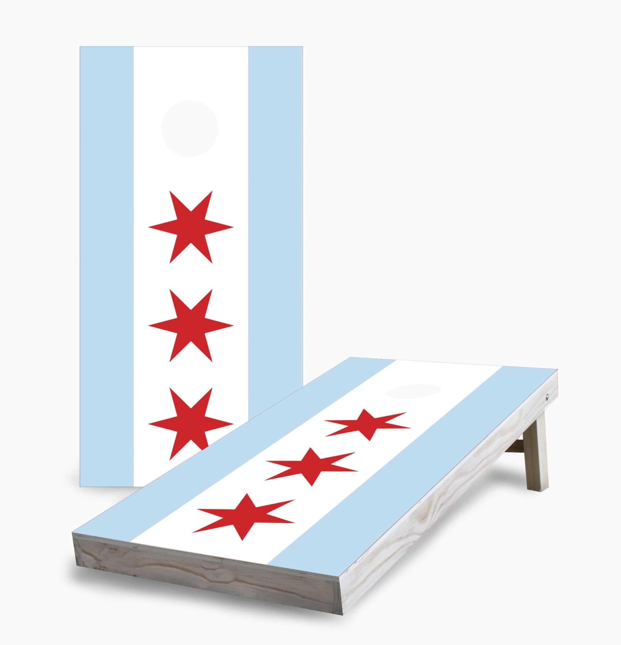 Chicago City Flag Corn Hole Game Set with 2 Boards & 8 Bags - Outdoor Lawn Toss Game for Backyard Parties, Tailgating, and Family Gatherings
