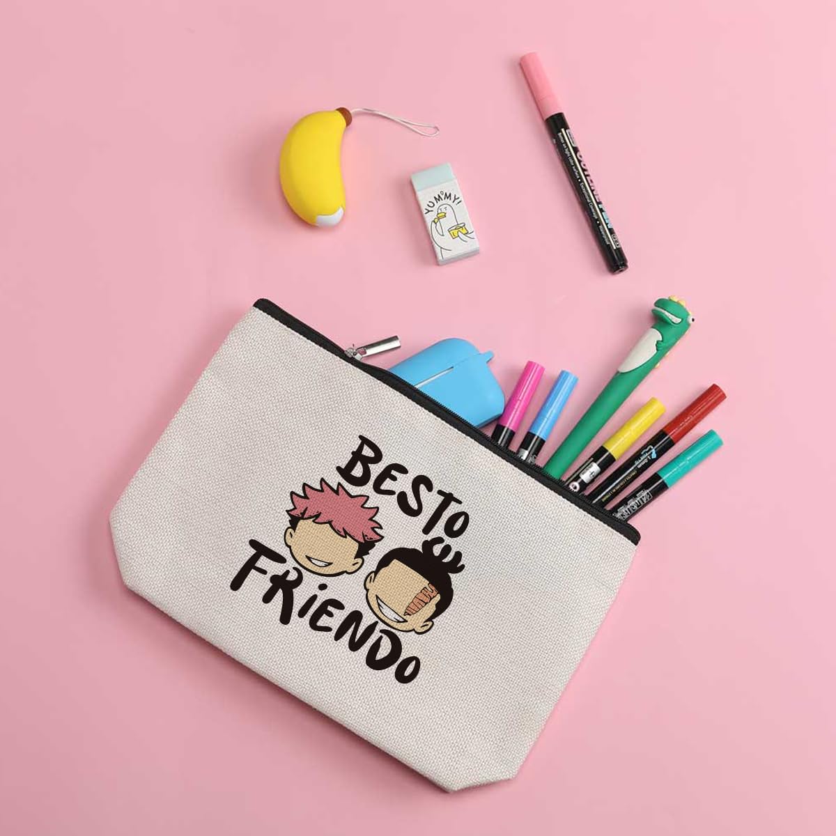 Best Anime Makeup Bag - Cute Jujutsu Kaisen Merch Gift for Women, Teens & Girls - Perfect for Birthday, Graduation, Friendship & Nurse Gifts - Great for Cosplay, Travel & Daily Use
