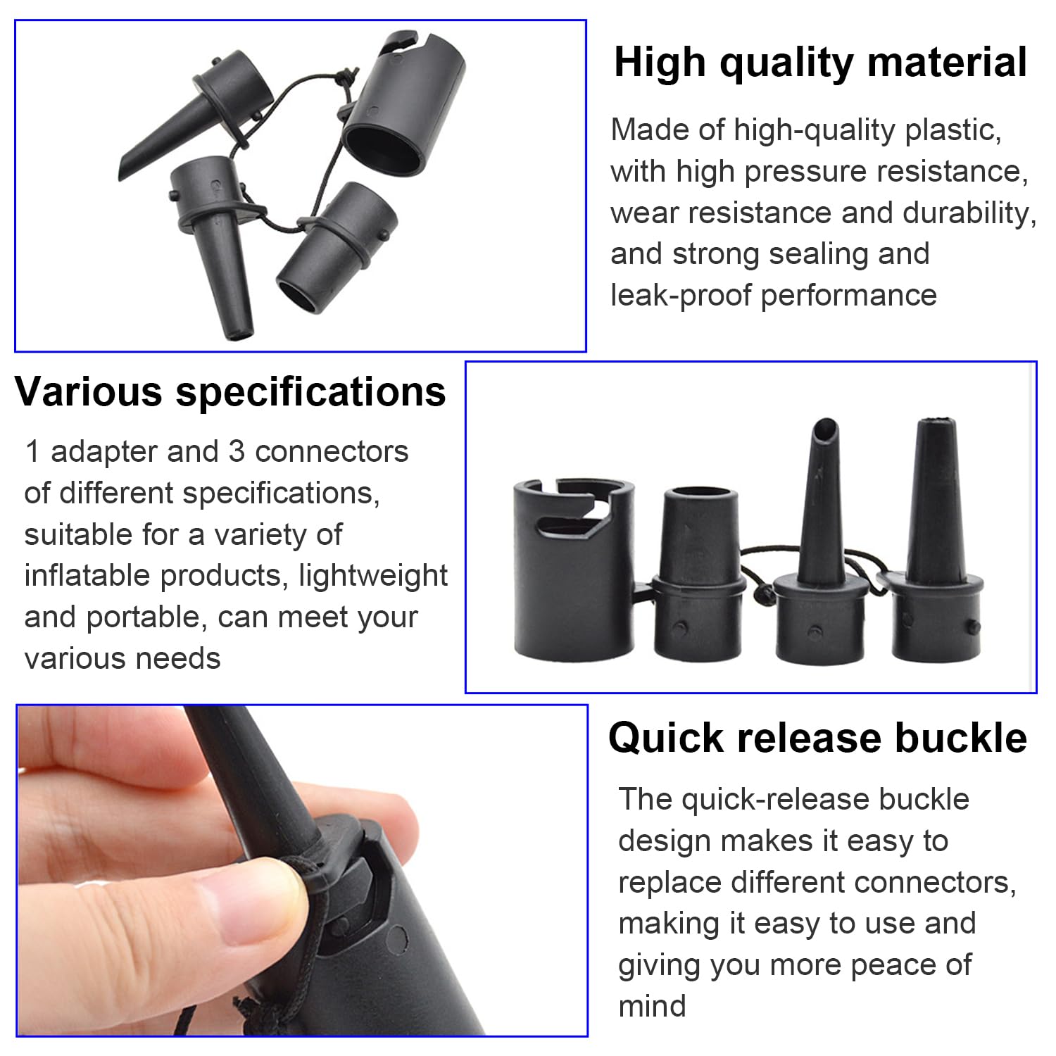 4 Pcs Inflatable Pump Nozzles for Electric Paddle Board Pumps - SUP Air Valve Adapters with Spoke Plate Attachment | Universal Air Pump Accessories for Water Sports Equipment (Kayak, SUP, Inflatable Boat)