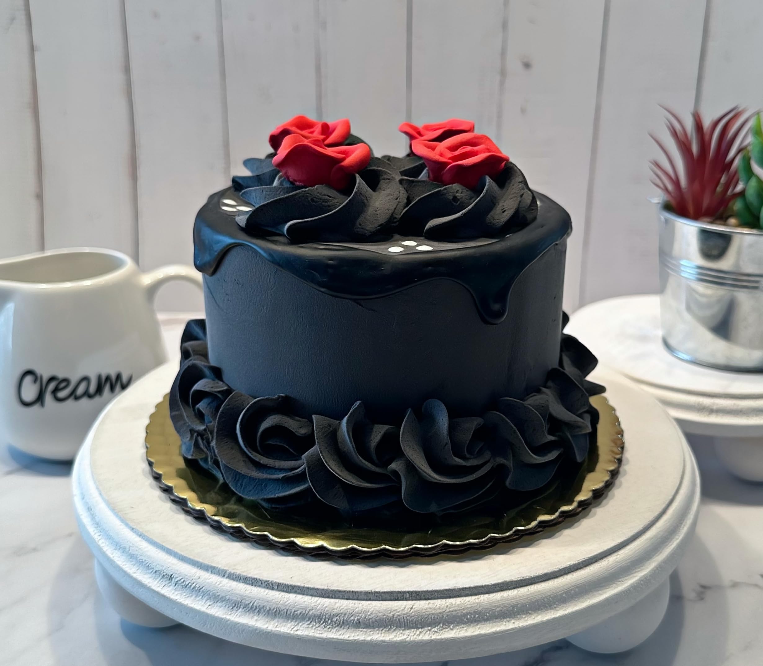Handmade Fake Cake with Black & Red Drizzle - Artificial Decorative Cake by Dezicakes | Perfect for Wedding Centerpieces, Party Decor & Photo Props