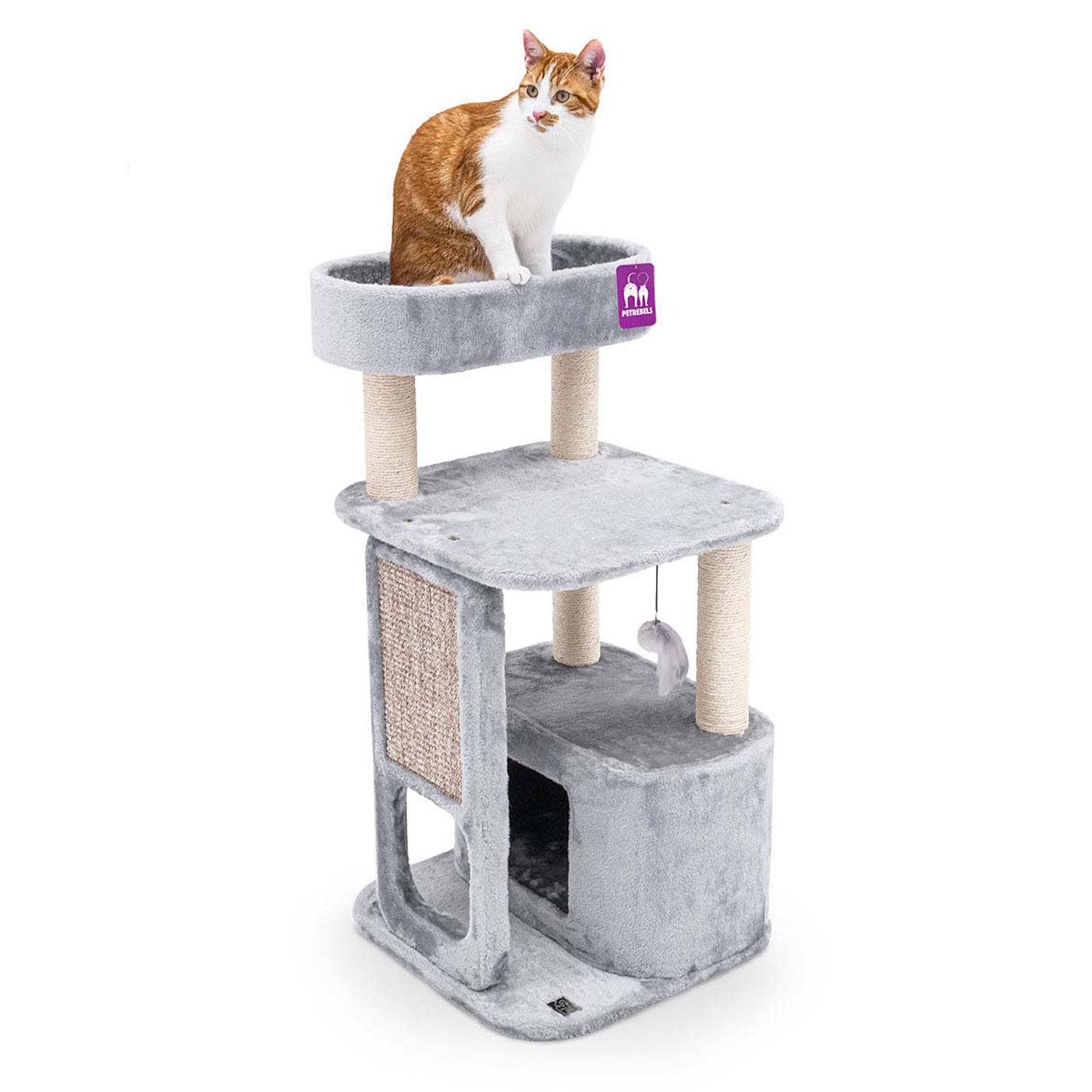 Little Rebels Little Rock 99cm Cat Tree - Multi-Level Cat Climbing Tower with Scratching Posts & Perches - Perfect for Indoor Play, Exercise & Relaxation for Cats & Kittens