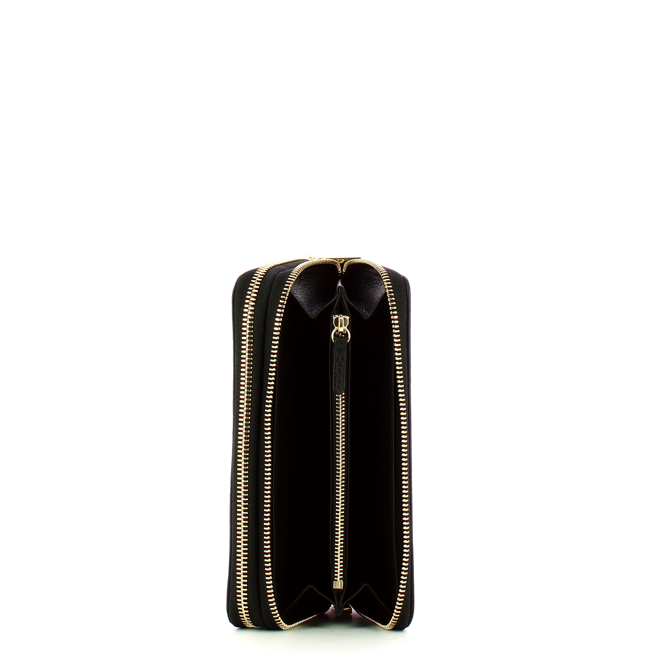 Coccinelle Metallic Soft Double Zip Around Noir Wallet MW511D401 - Stylish & Durable Leather Wallet for Women, Perfect for Everyday Use & Travel