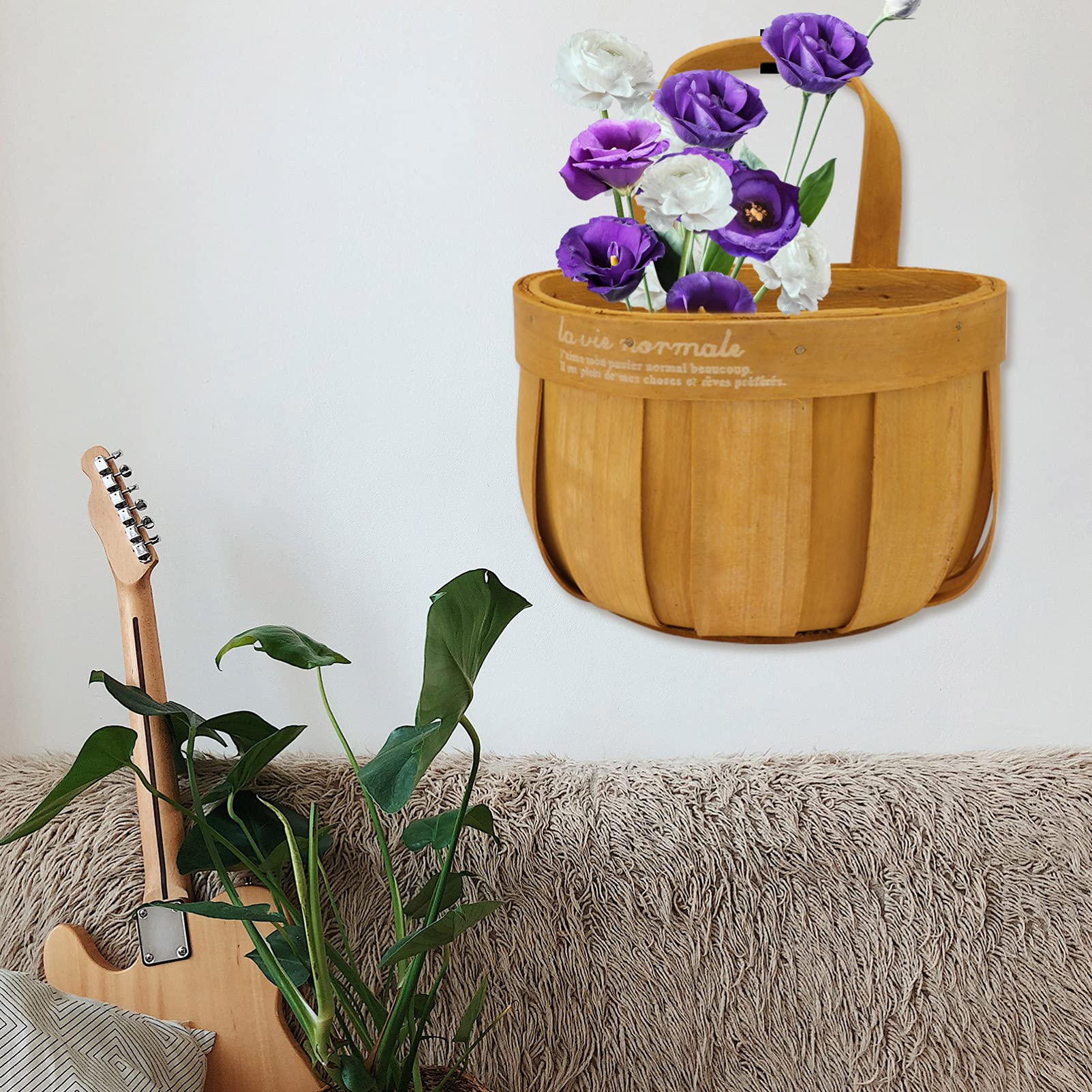 PRETYZOOM 2-Pack Wooden Wall Hanging Plant Baskets - Decorative Storage Containers for Indoor Plants, Flowers & Home Organization | Perfect for Living Room, Bedroom, Kitchen & Bathroom Decor