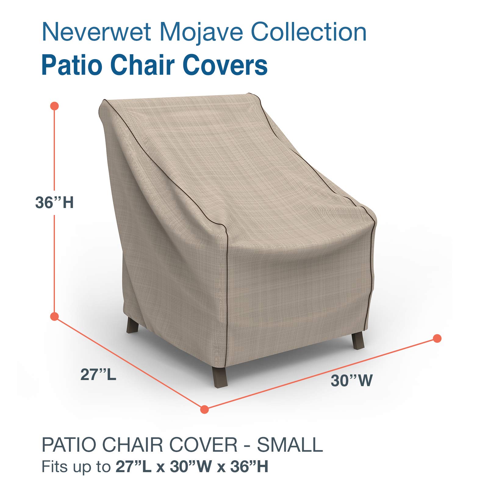 Budge NeverWet Waterproof Patio Chair Cover - Small Size, Black Ivory - All-Weather Protection for Outdoor Furniture - Perfect for Patio, Deck, Garden & Poolside Use