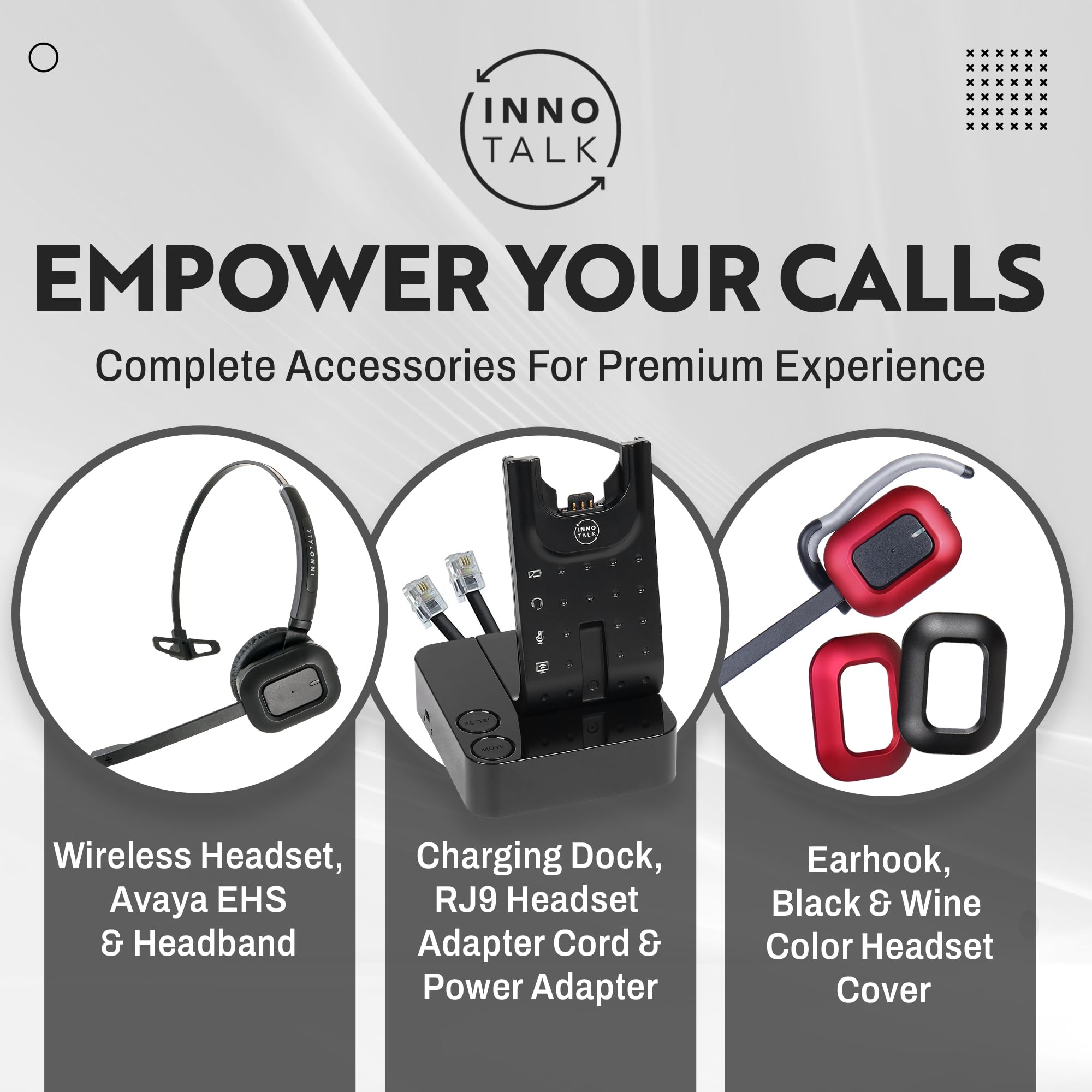 INNOTALK Wireless Headset for Avaya 4610 4620 4621 4622 4625 4630 Phones - Remote Answering Cord - Hands-Free Office & Call Center Headset for Professionals