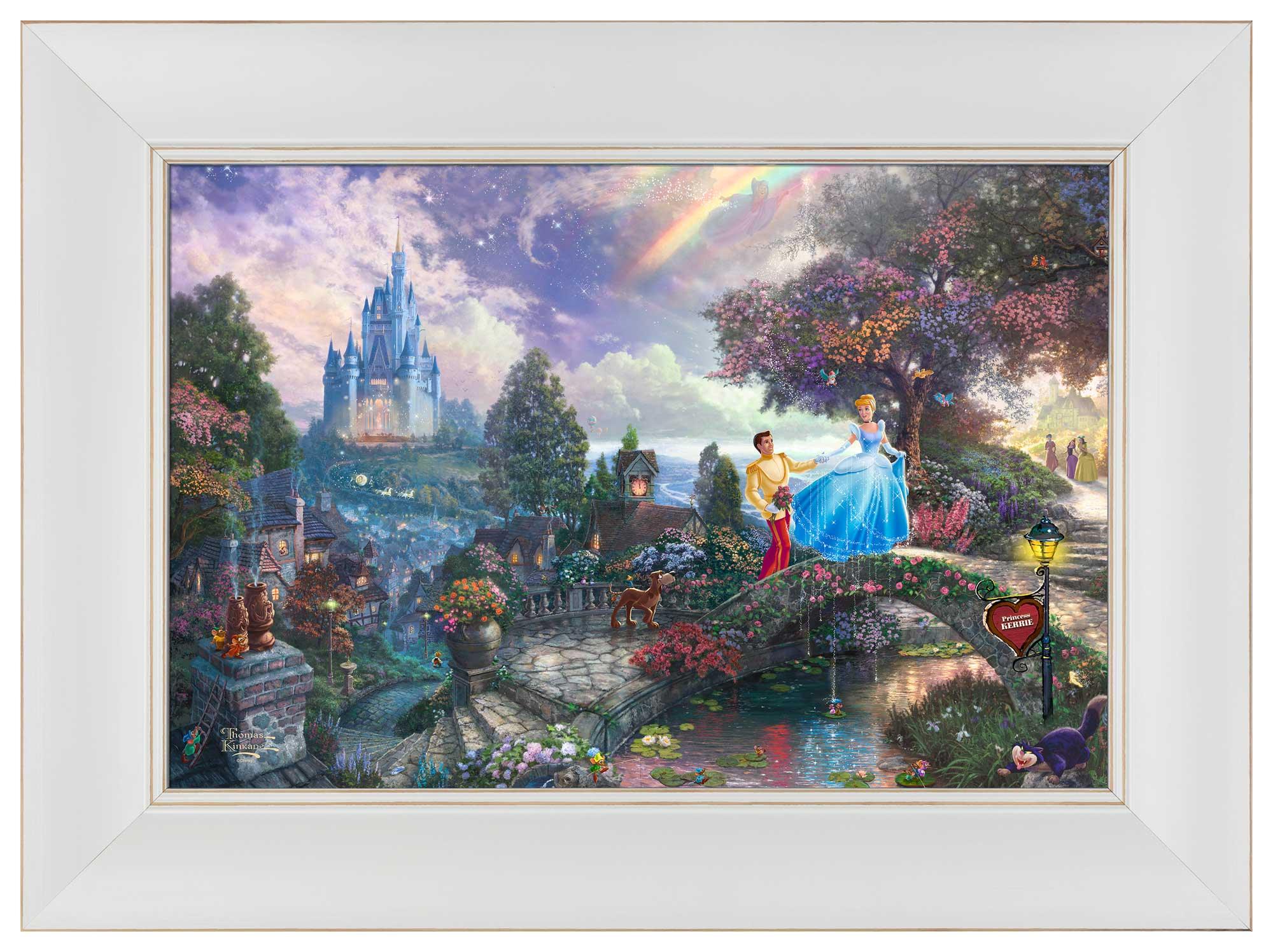 Disney Cinderella Wishes Upon A Dream Personalized Framed Canvas Wall Art - Perfect for Bedroom, Nursery & Disney Princess Themed Decor